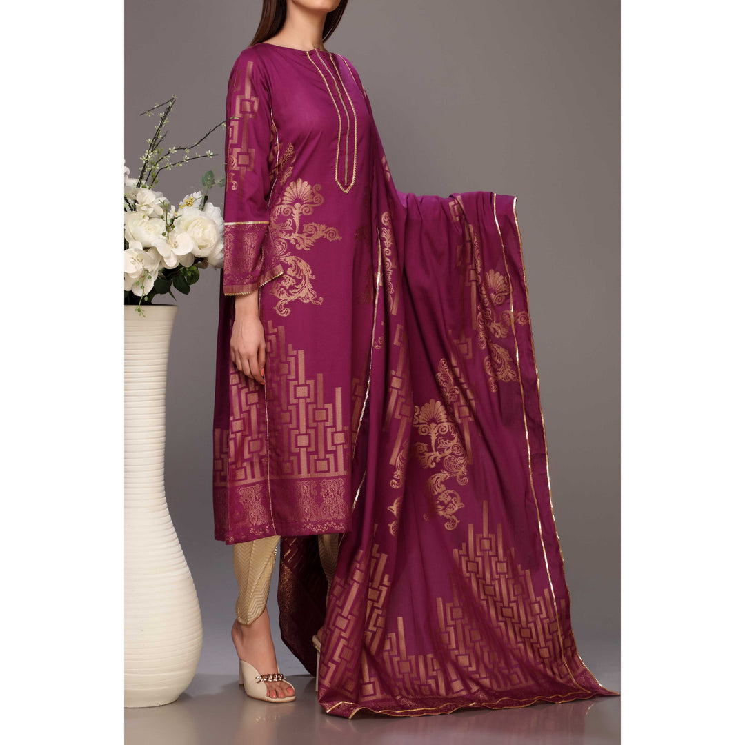 2PC- Jaquard Shirt With Jaquard Dupatta PS2144