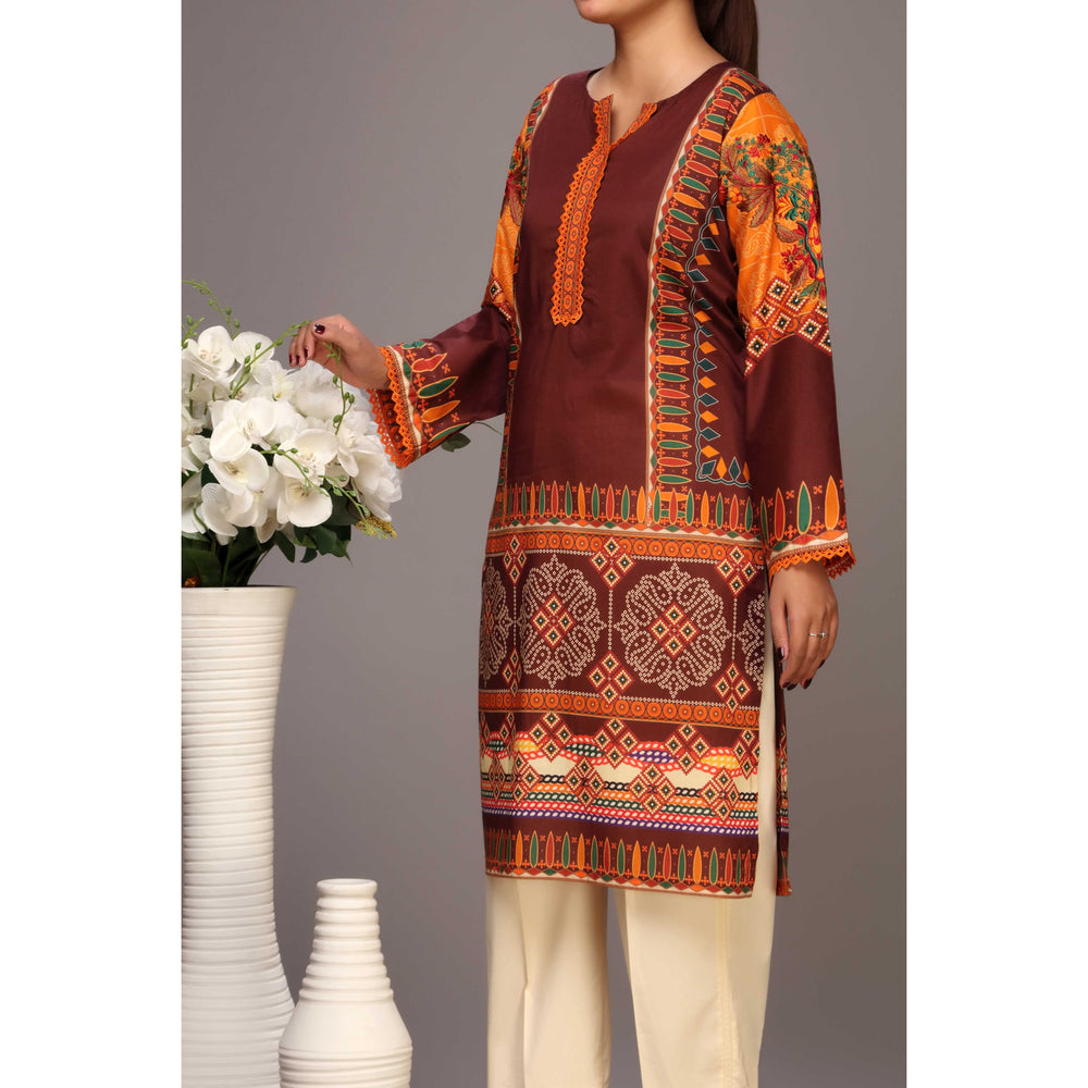 Brown Color Digital Printed Lawn Shirt PS2230