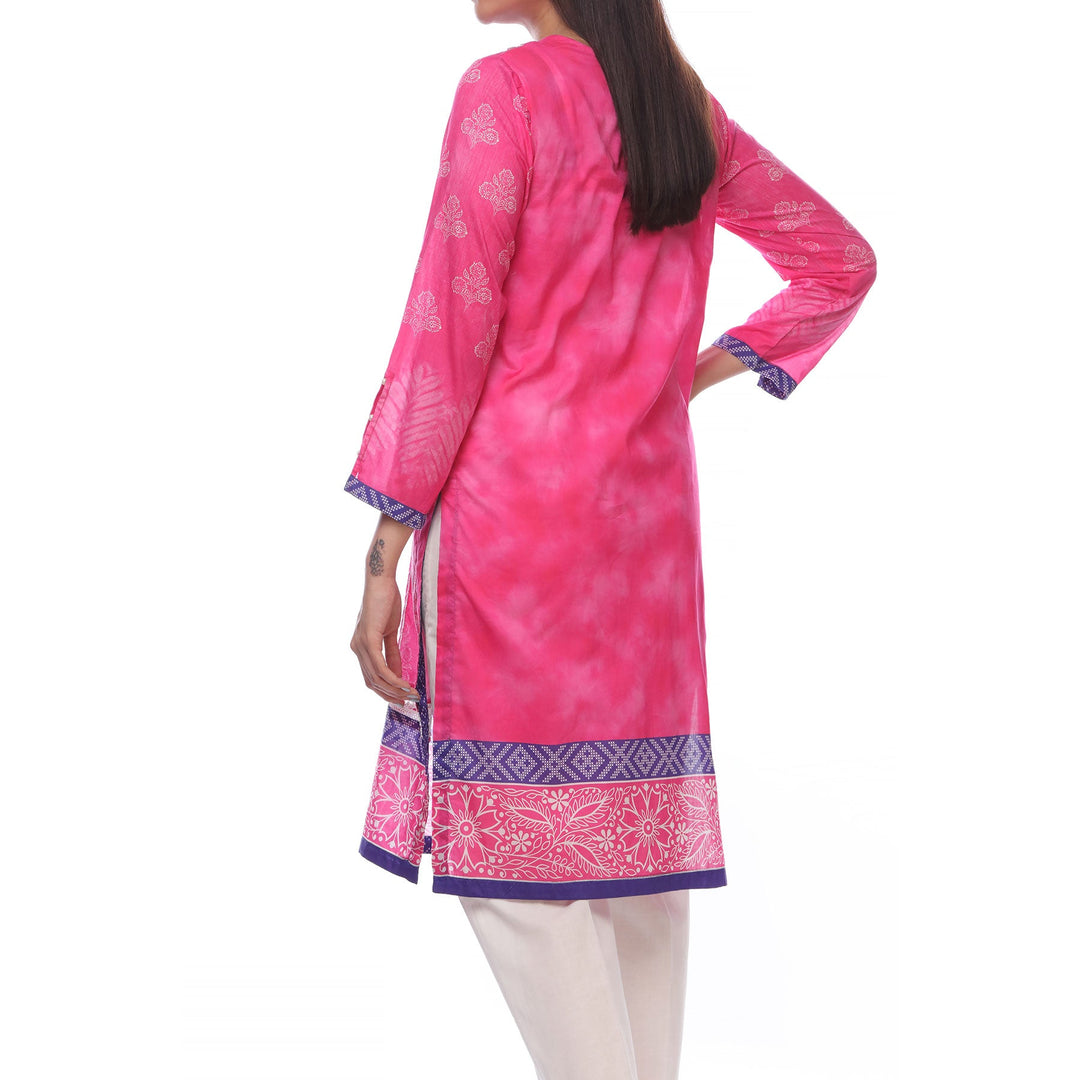 Digital Printed Lawn Shirt With Embroiderd Neck Line