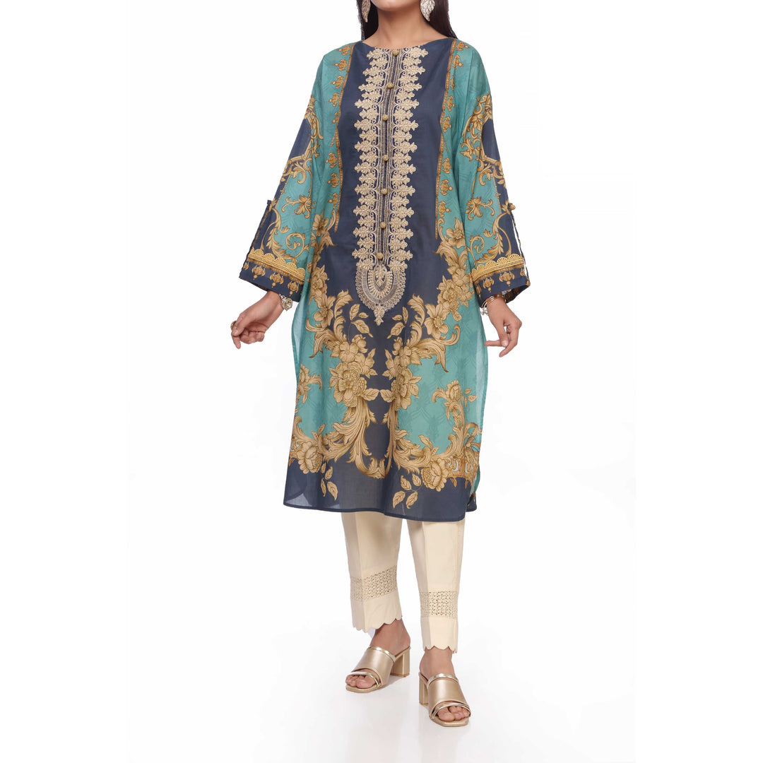 Blue Digital Printed Lawn Embroidered Shirt PS2365