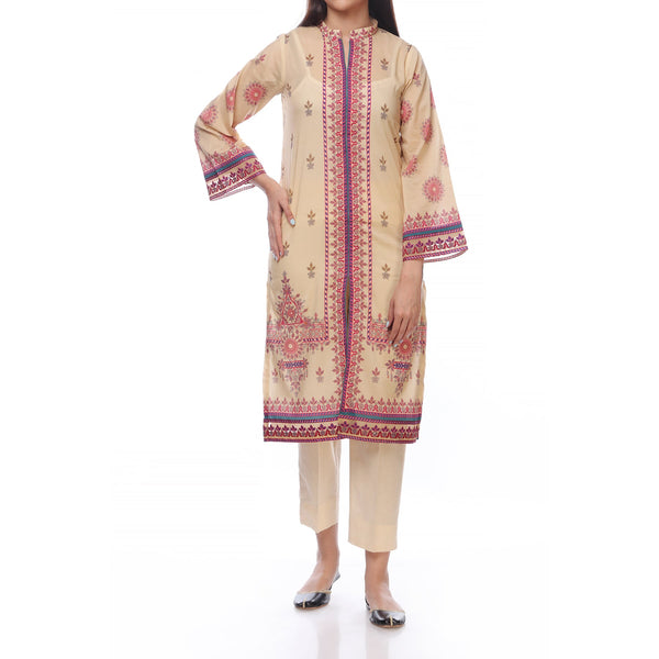 Khaki Color Unstitched Digital Printed Lawn Embroidered Shirt PS2472
