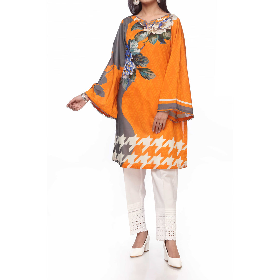 Yellow Digital Printed Lawn Shirt PS2376