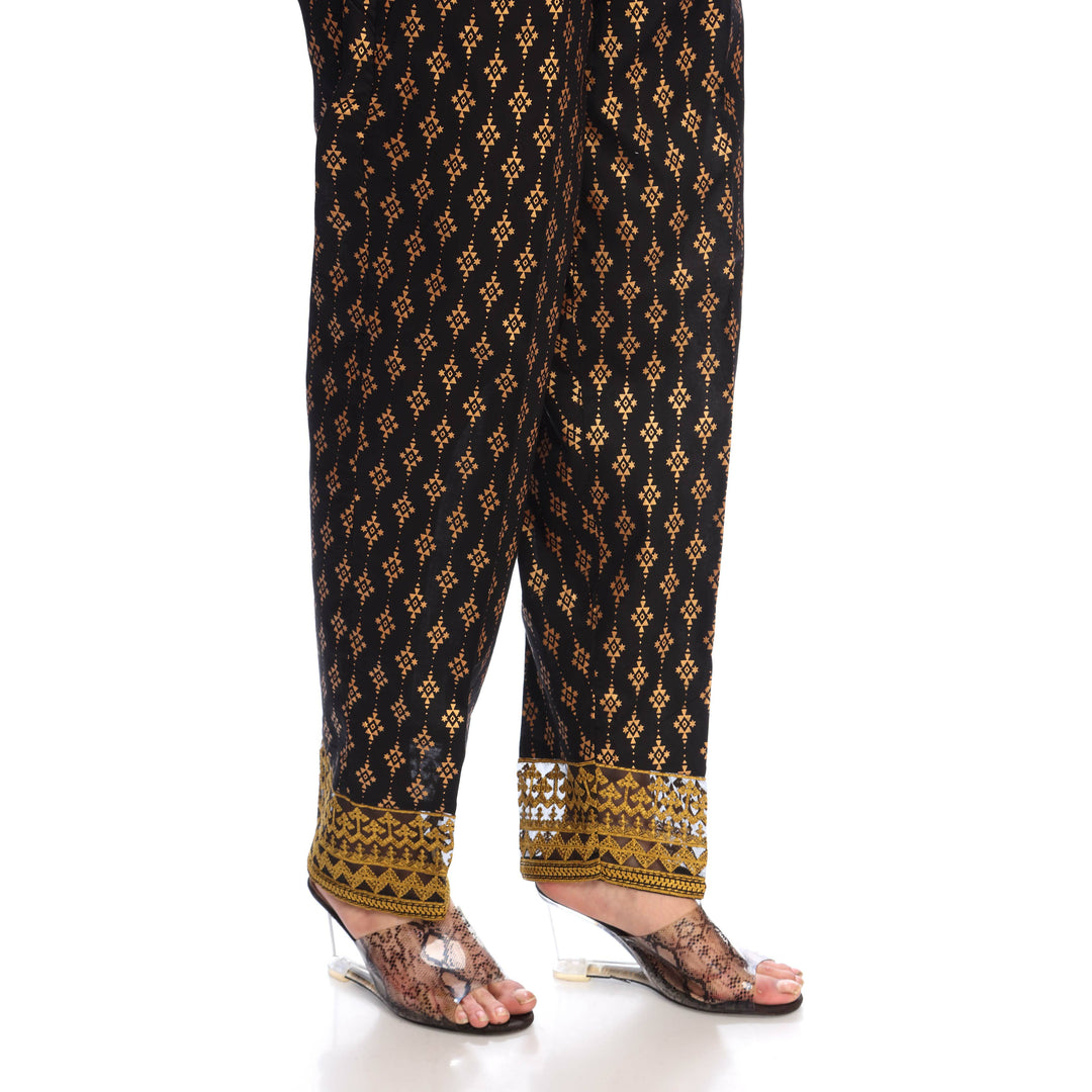 Black Color Straight Fit Cambric Trouser PS2518