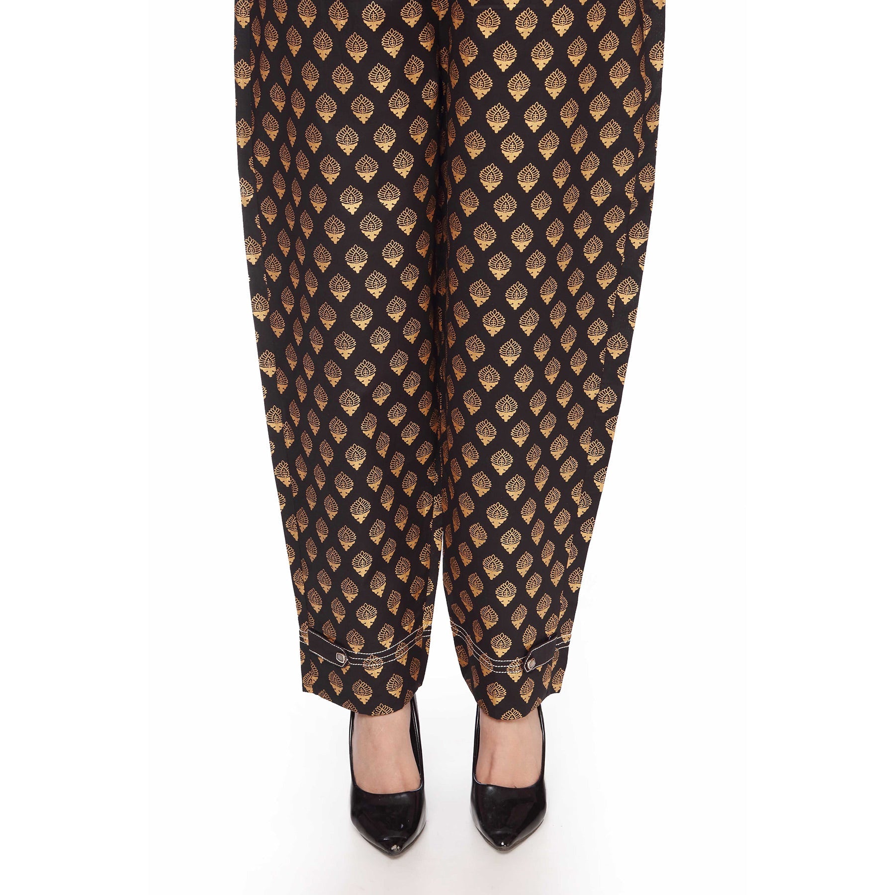 Slim Fit Gold Printed Trousers