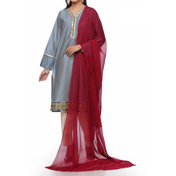Maroon Plain Dyed Chiffon Dupatta PS2702