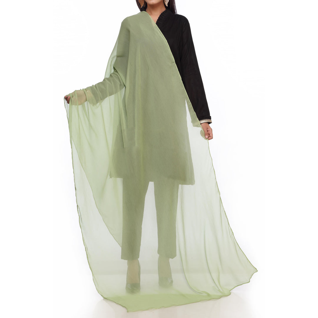 Green Plain Dyed Chiffon Dupatta PS2702