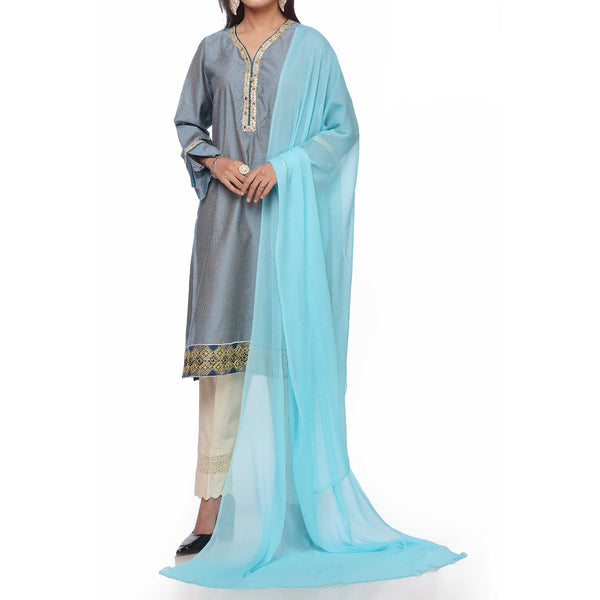 Sky Blue Plain Dyed Chiffon Dupatta PS2702