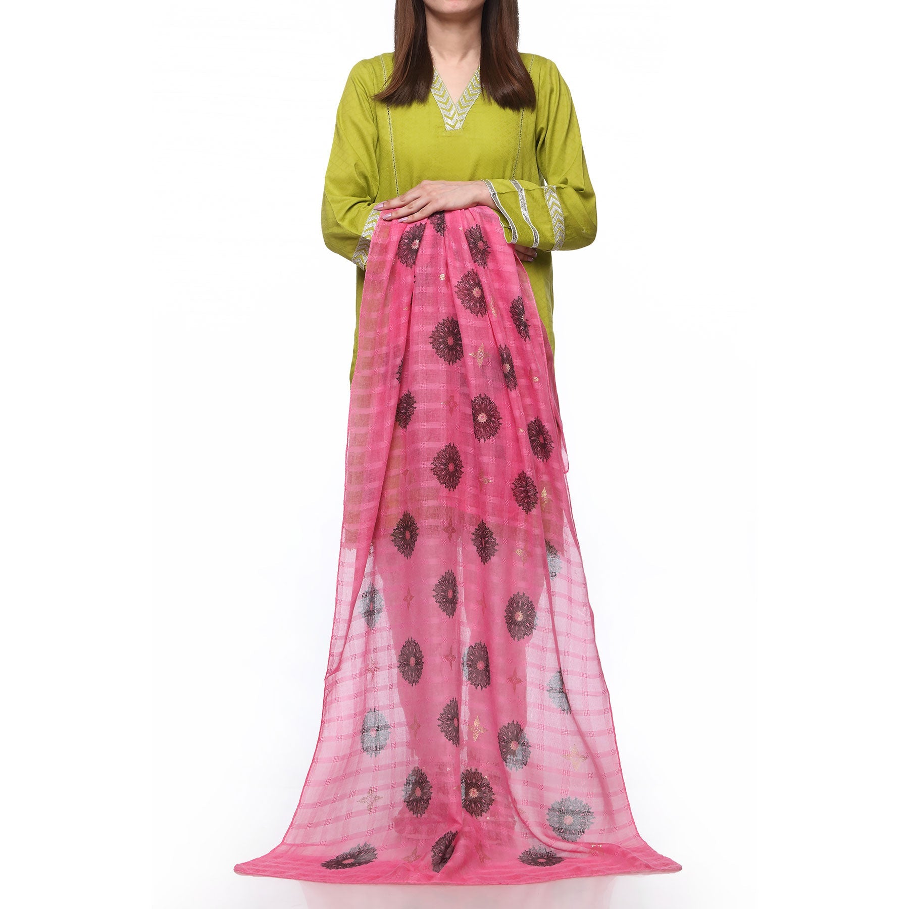 Skpink Color Dyed Lawn Stole PS271259