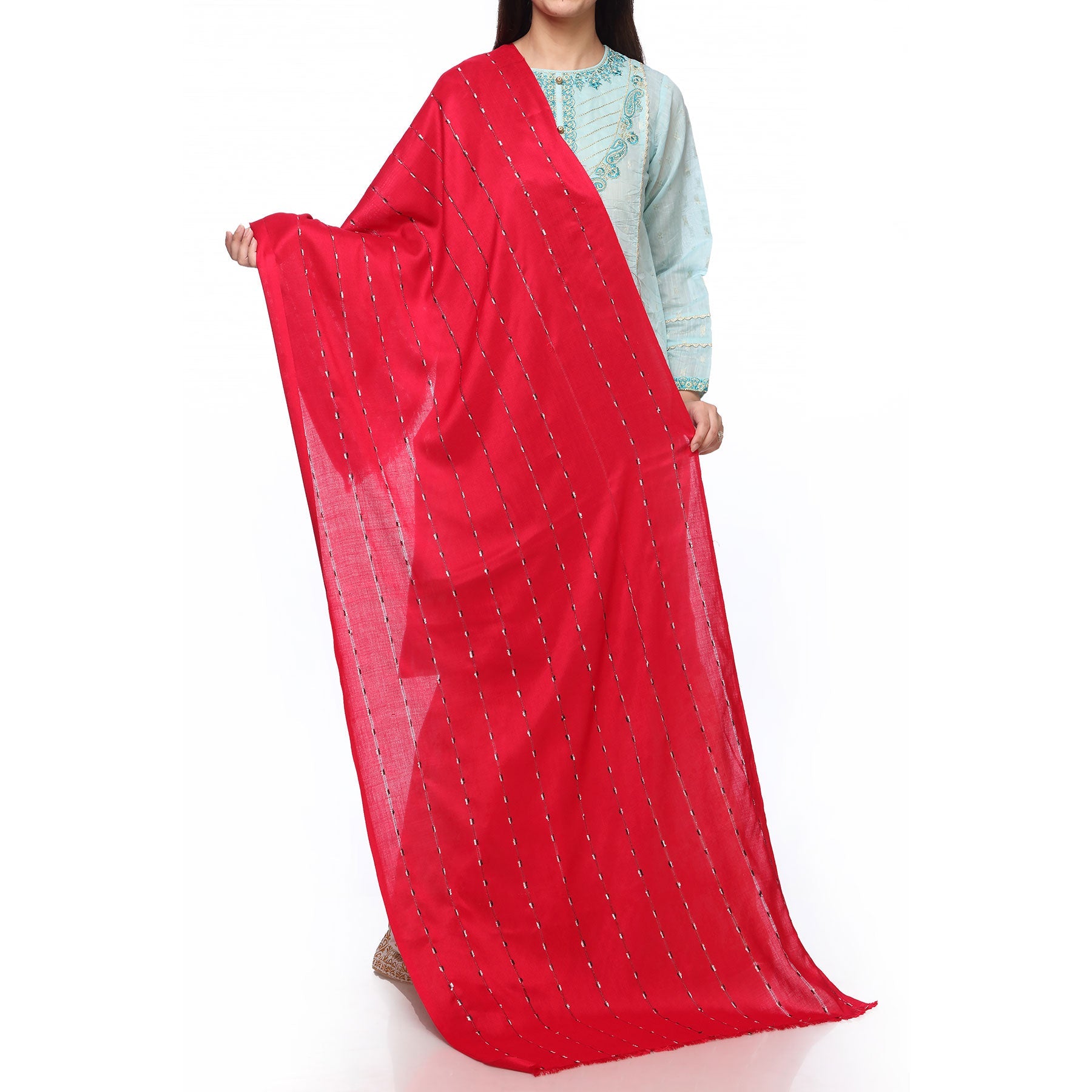 Red Color Dyed Lawn Stole PS272013
