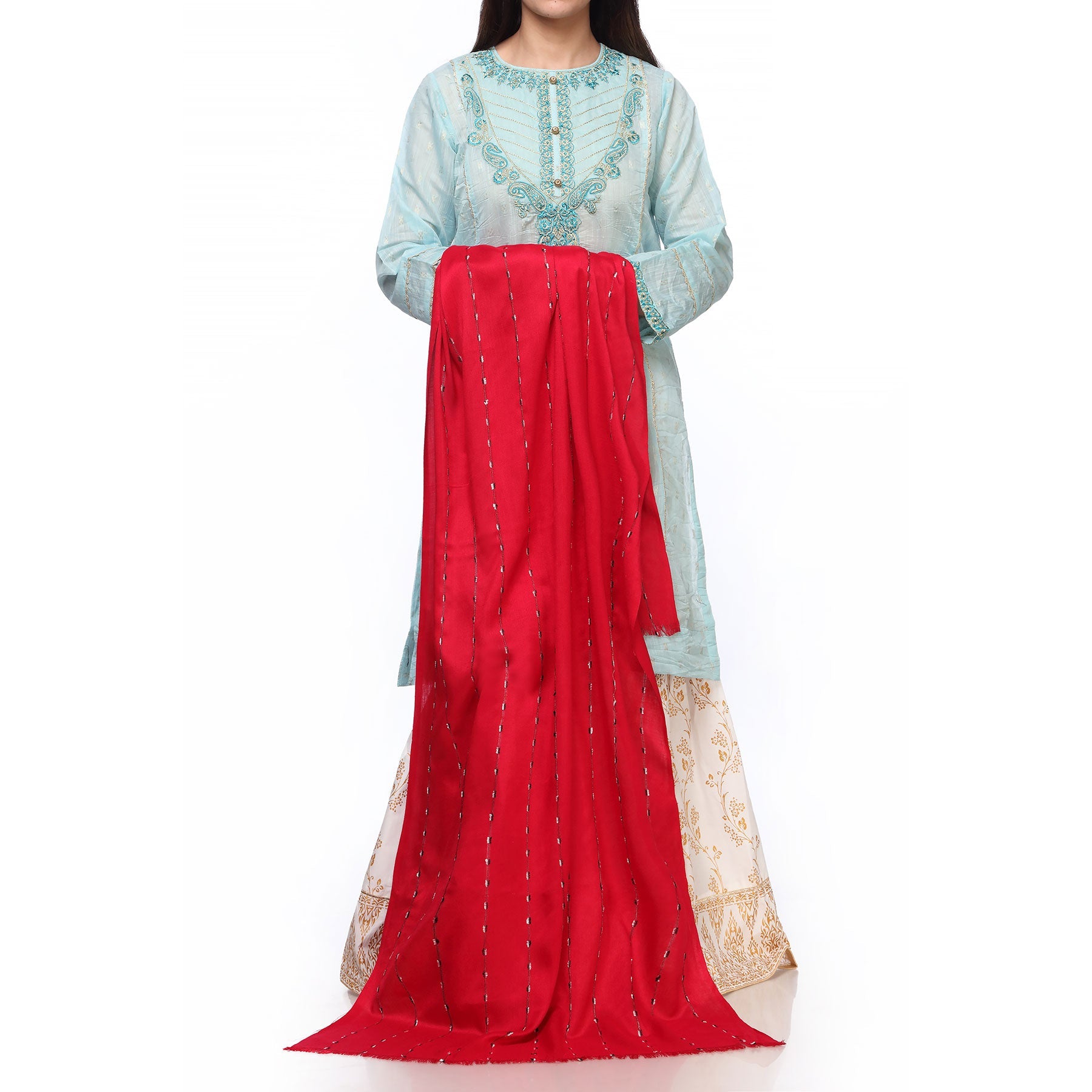 Red Color Dyed Lawn Stole PS272013