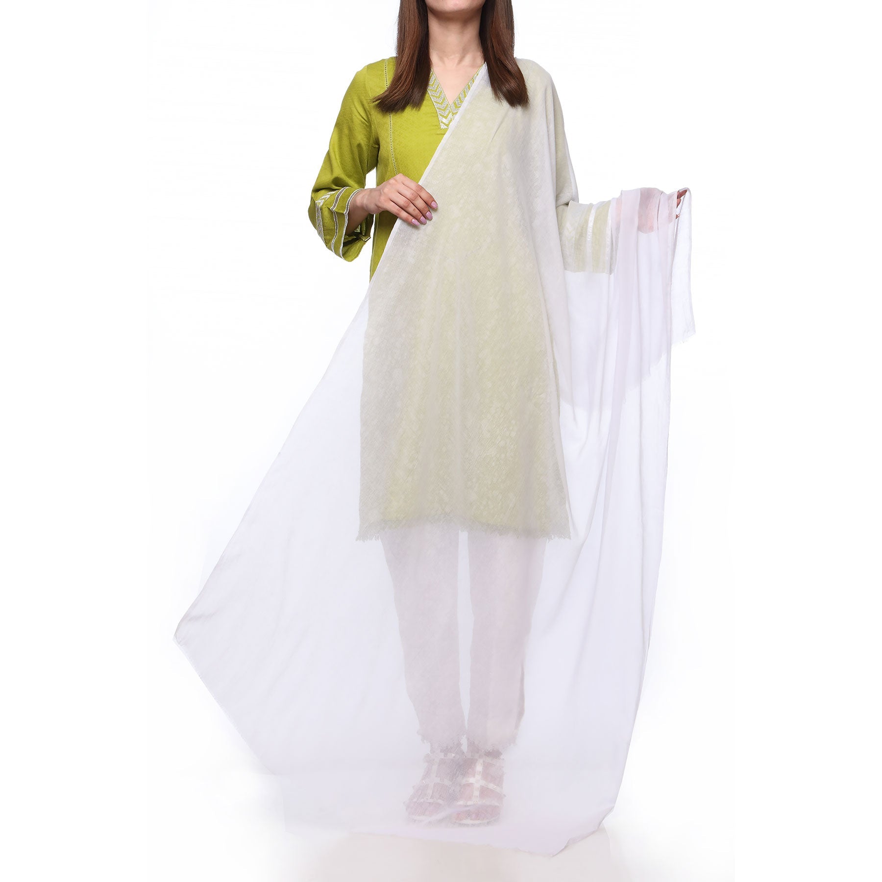 White Color Dyed Lawn Stole PS272509