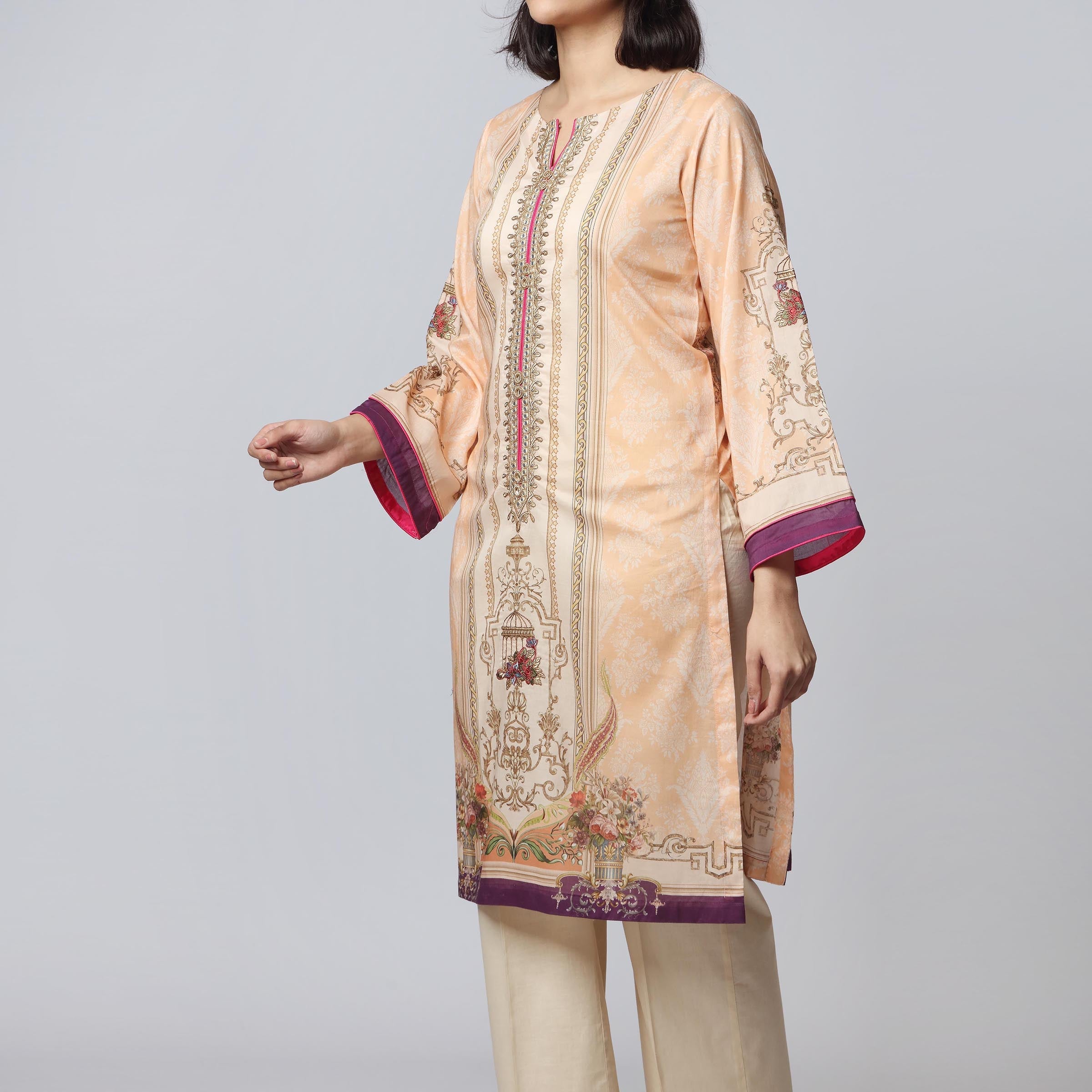 1PC- Digital Printed Lawn Embroidered Shirt PS3137