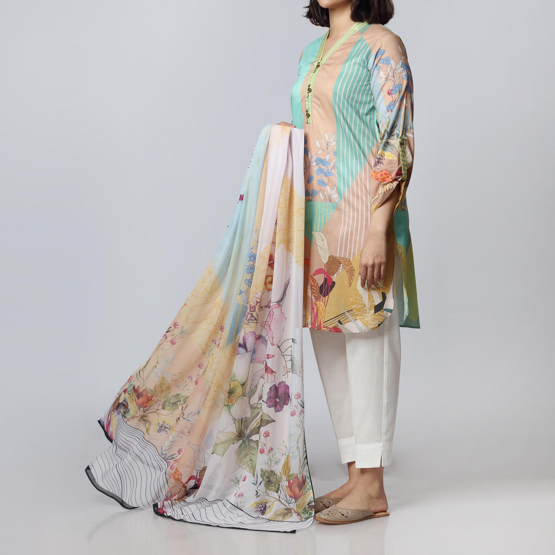 2PC- Digital Printed Lawn Shirt With Dupatta PS3149