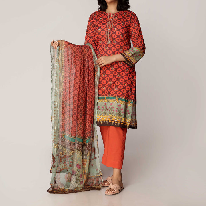 3PC- Digital Printed Lawn Suit  PS3171