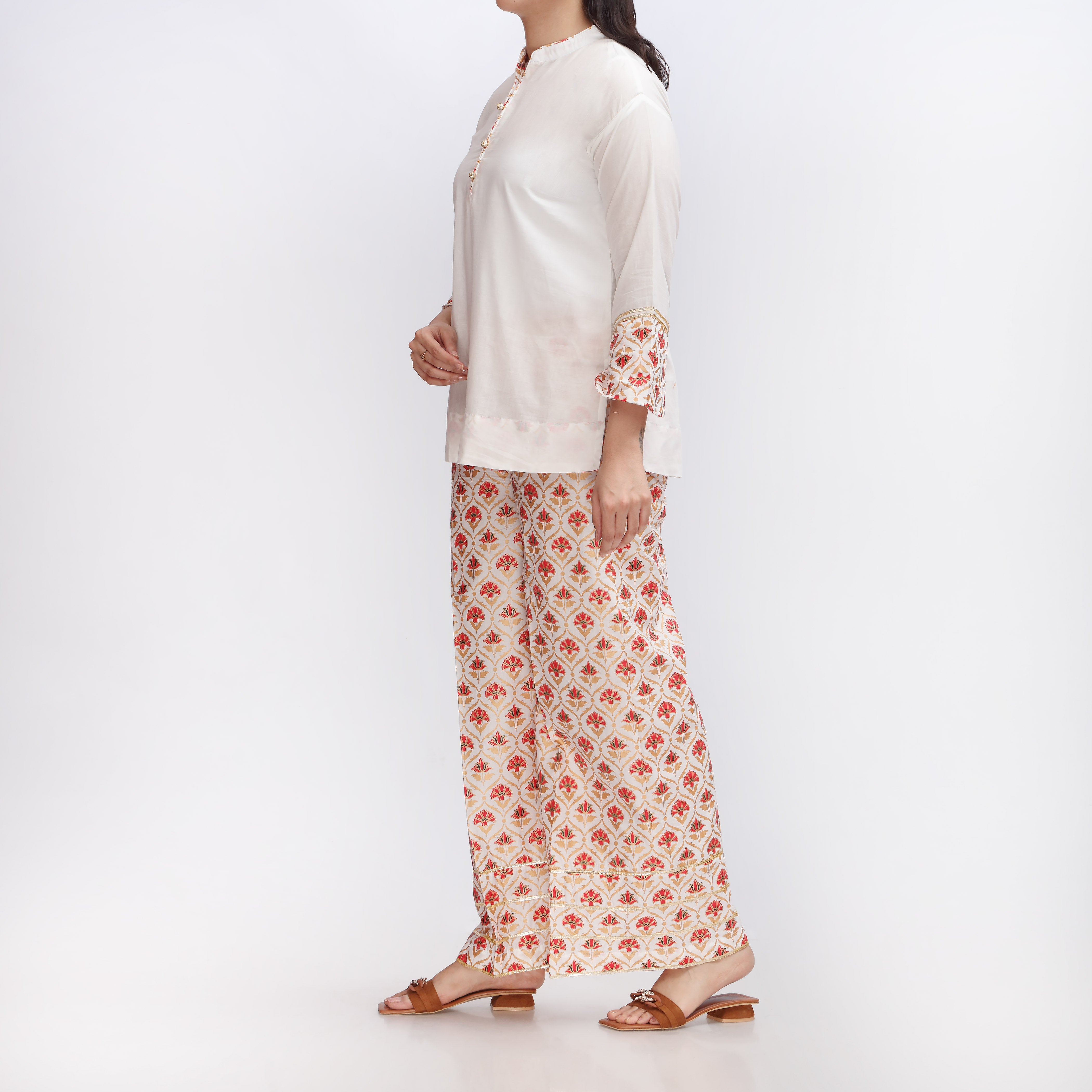 2PC- Cambric Top With Printed Trouser PS3284