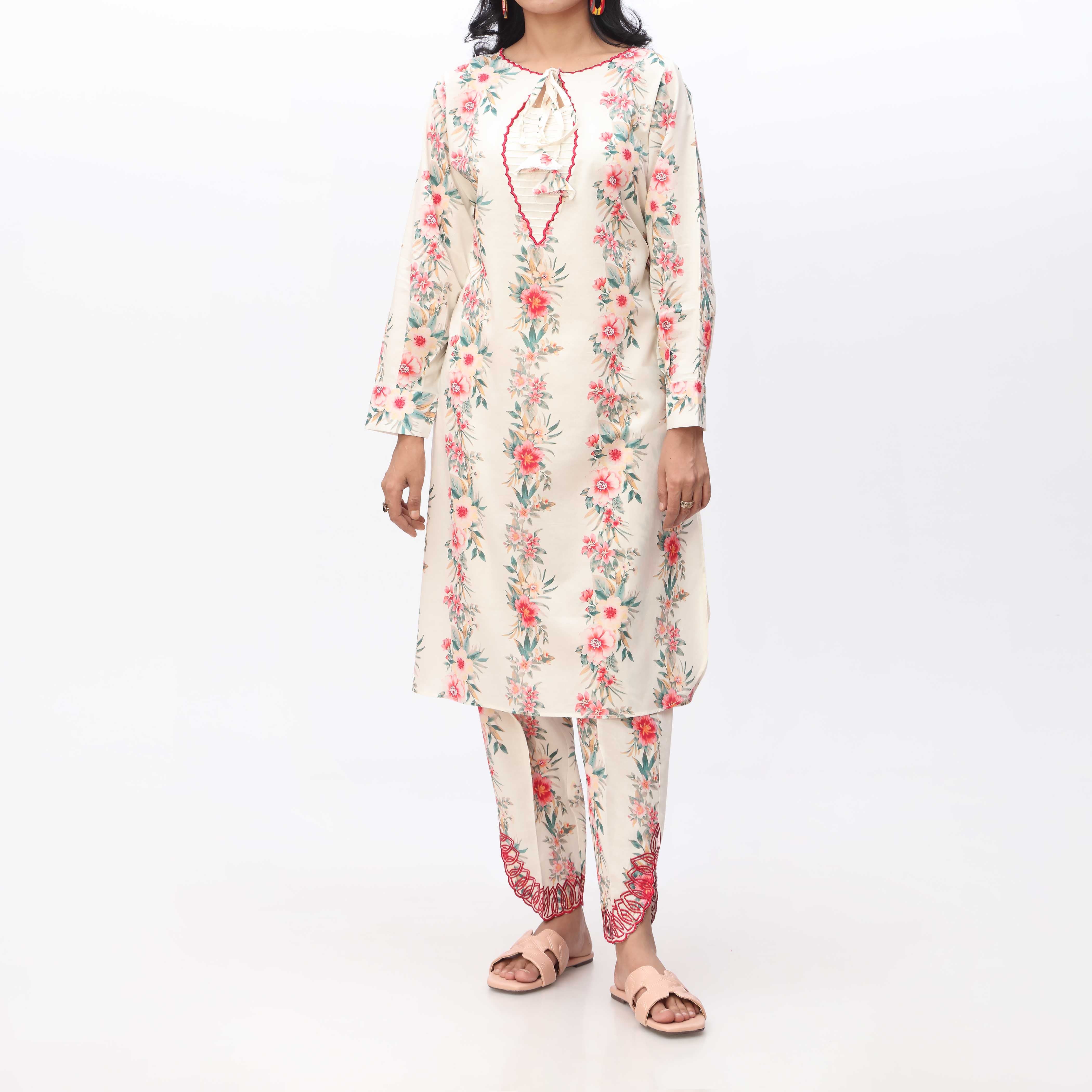 2PC- Printed & Embroidered Cambric Shirt &Trouser PS3331