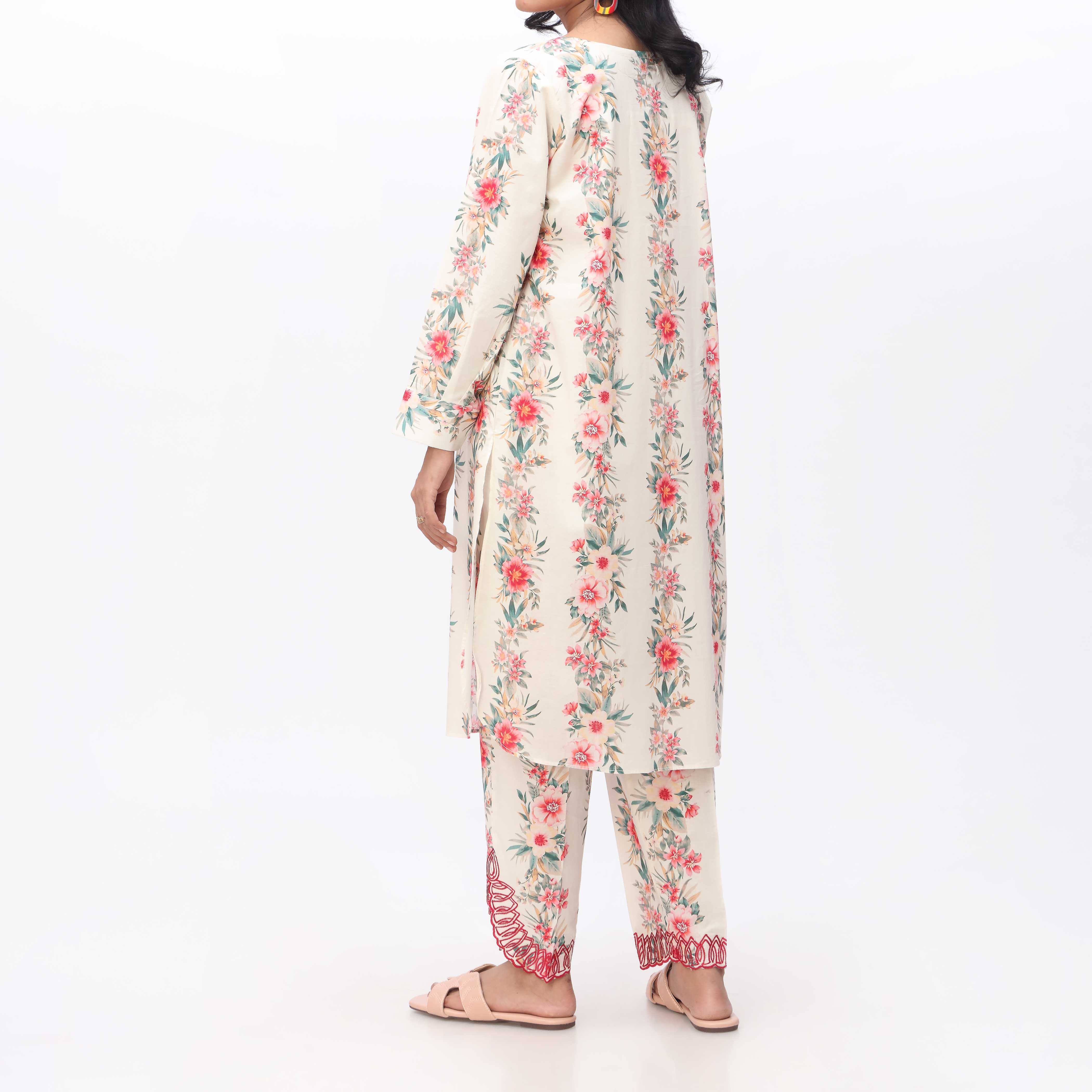 2PC- Printed & Embroidered Cambric Shirt &Trouser PS3331