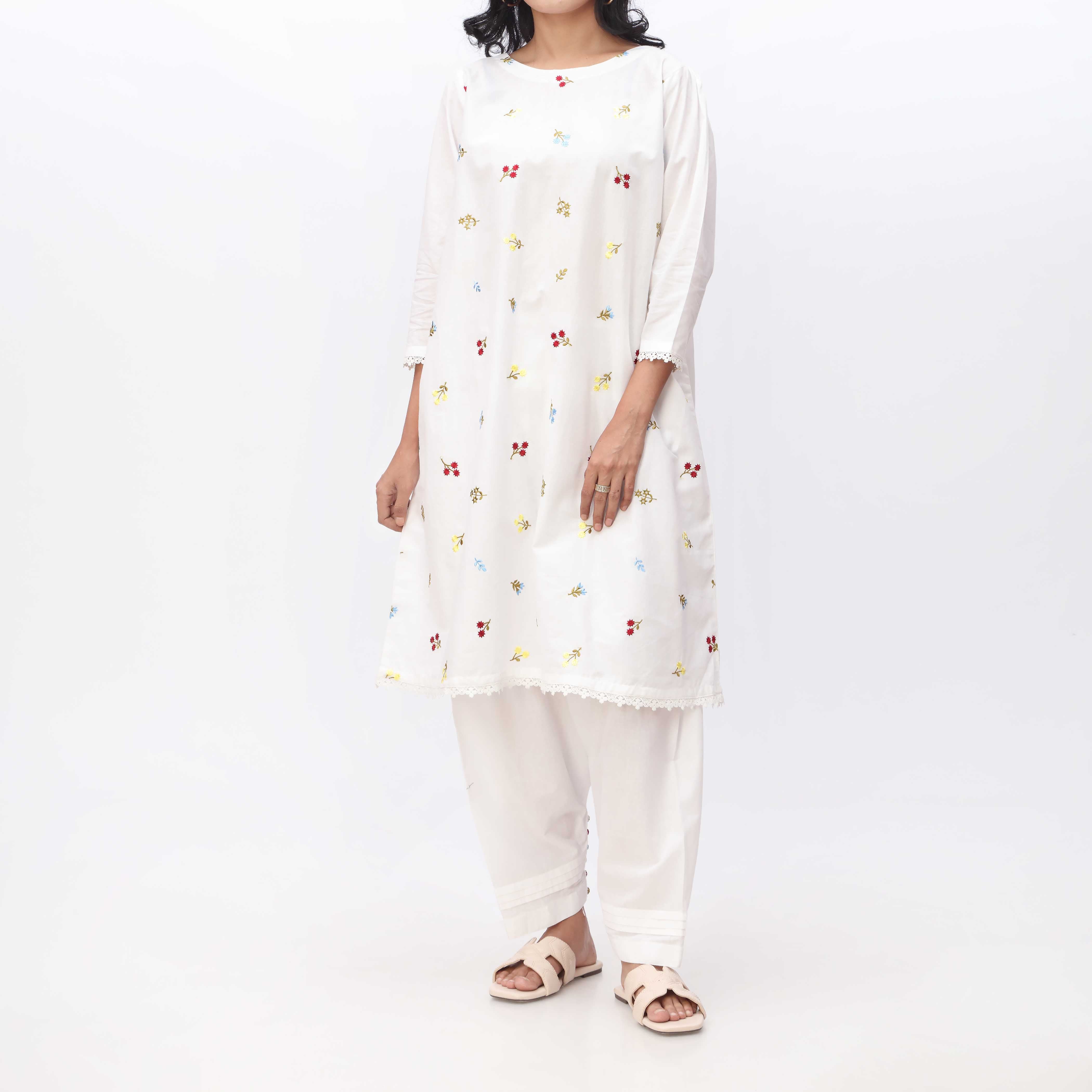 2PC- Embroidered Cambric Shirt & Trouser PS3337