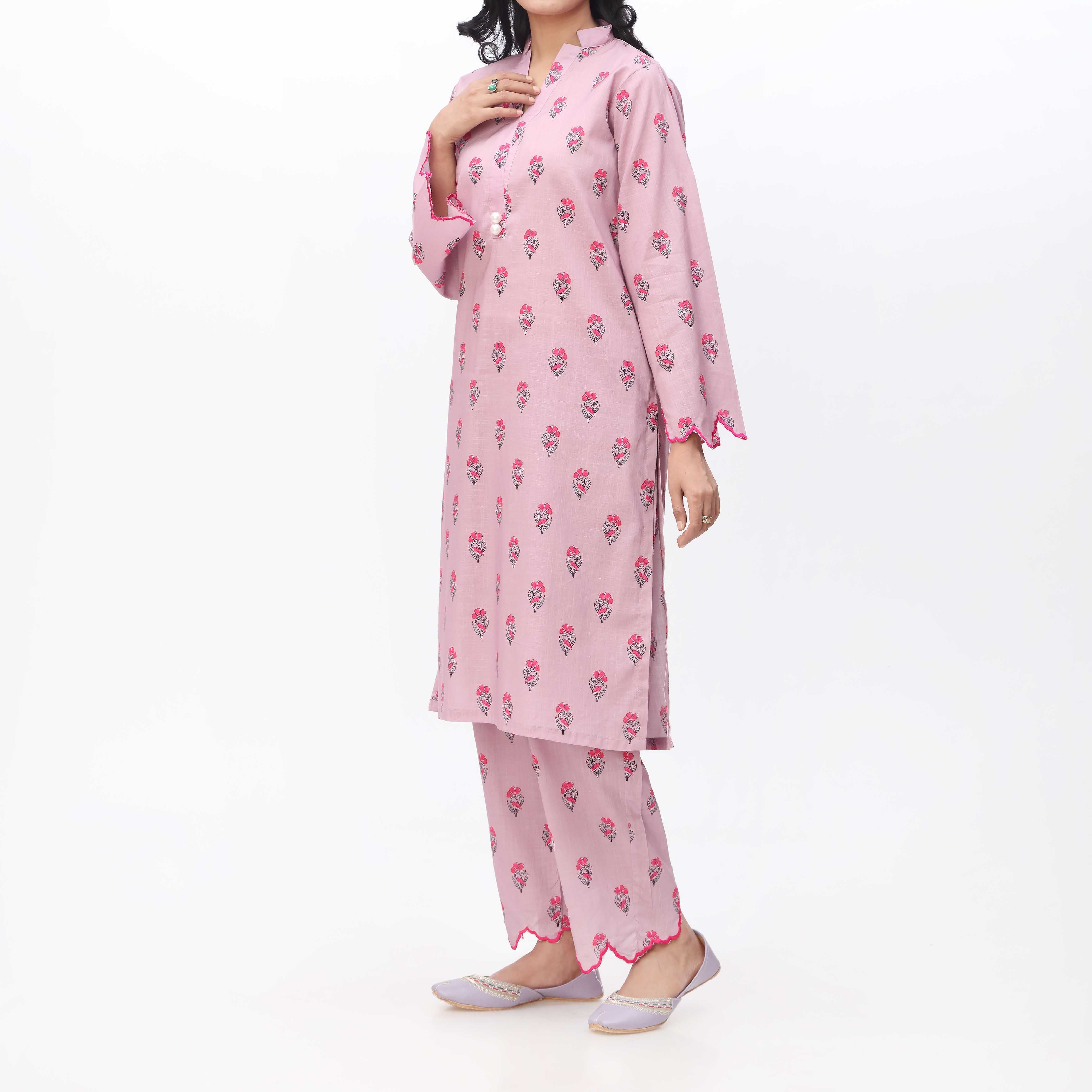 2PC- Printed & Embroidered Cambric Shirt &Trouser PS3344