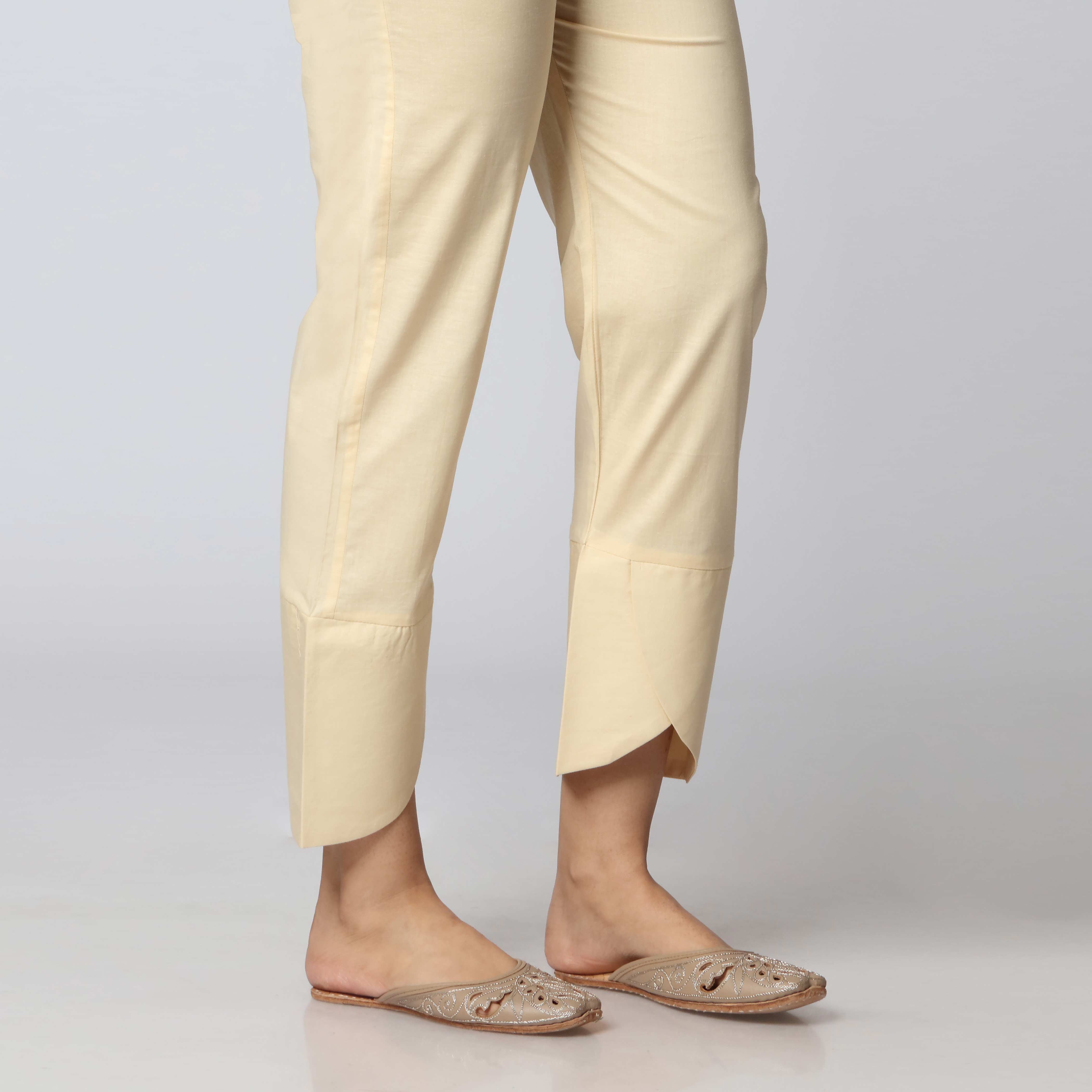 Beige Cambric Plain Slim Fit Trouser PS3518