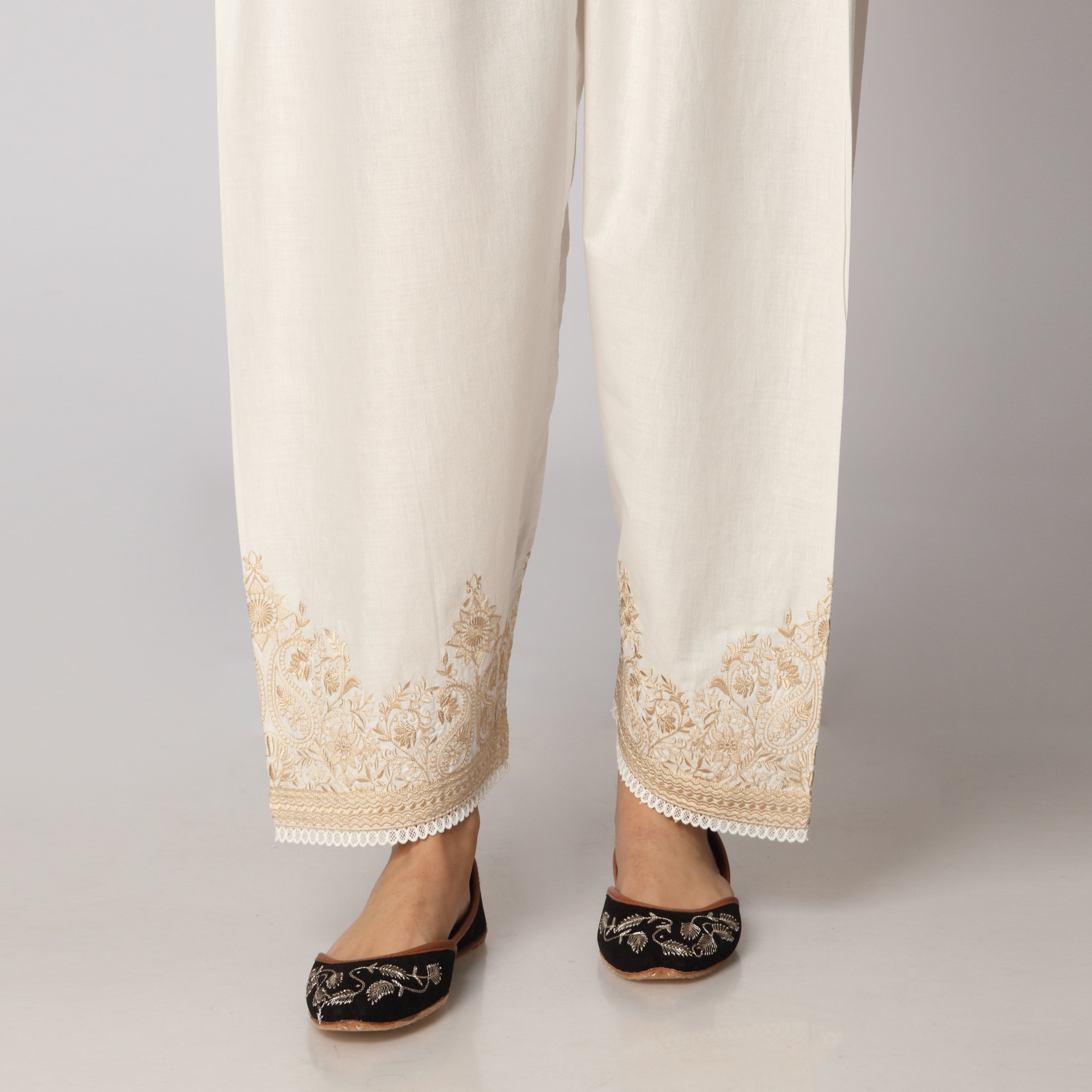 White Cambric Shalwar  PS3523