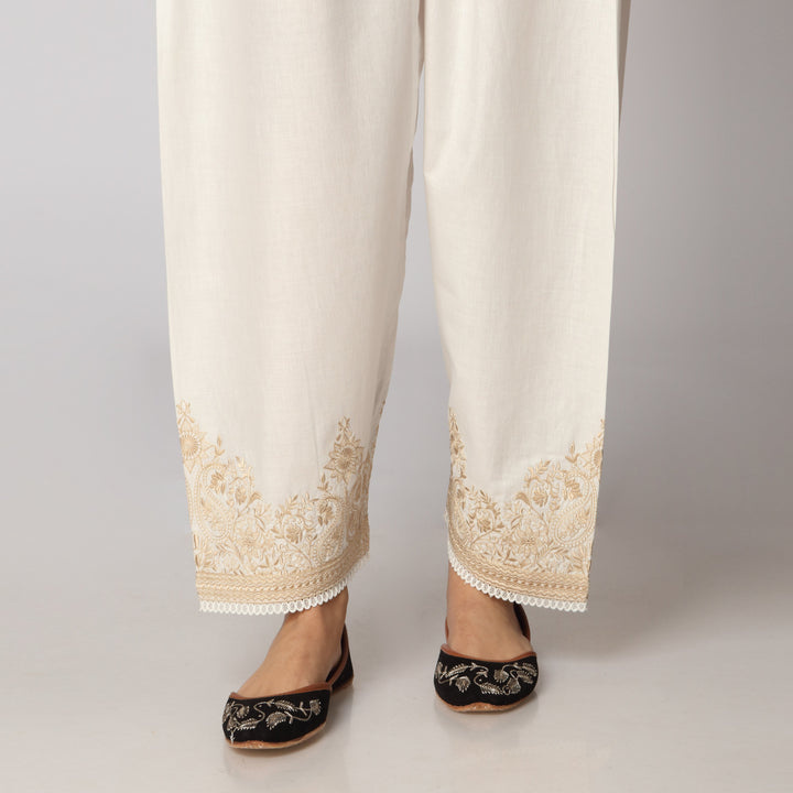 White Cambric Shalwar  PS3523