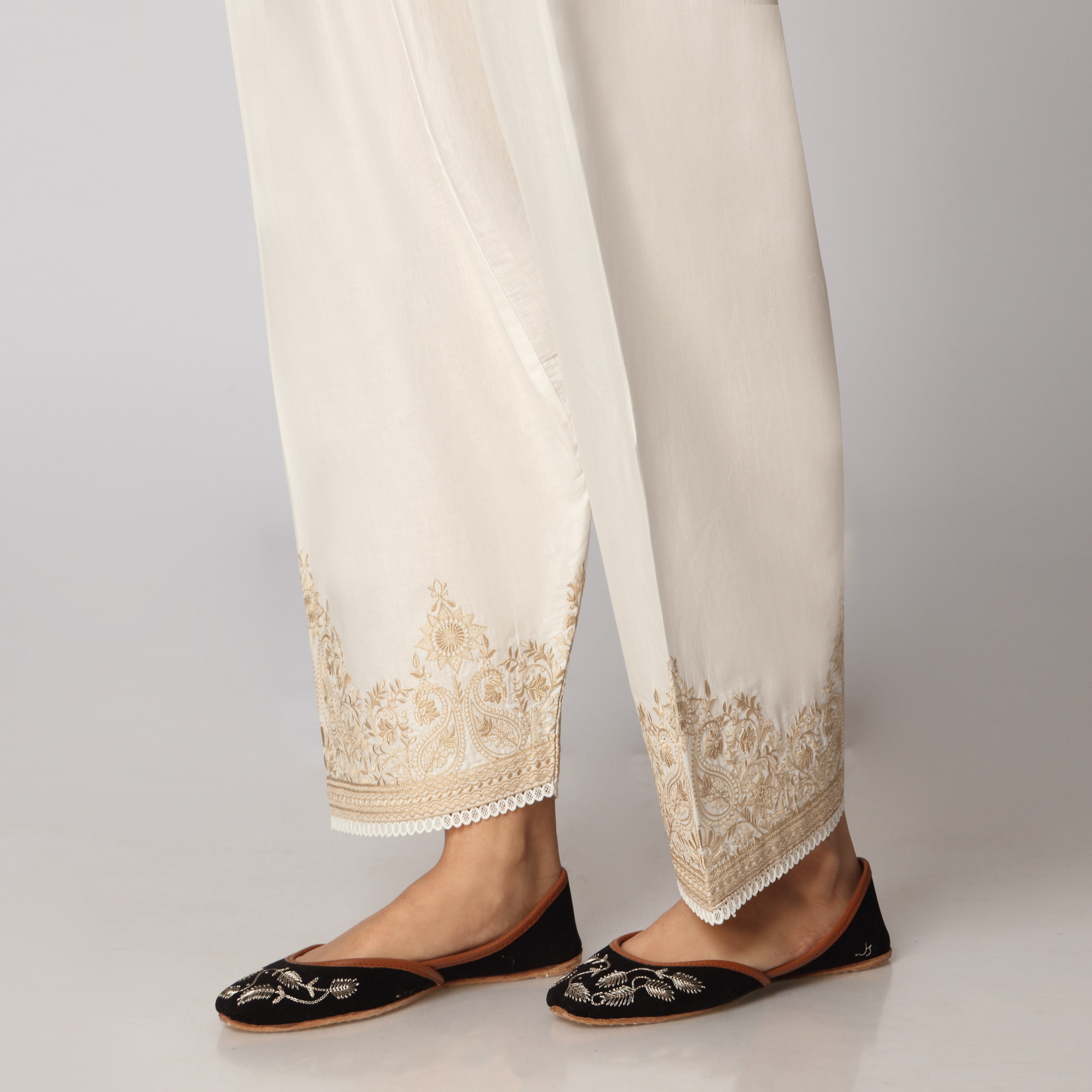 White Cambric Shalwar  PS3523