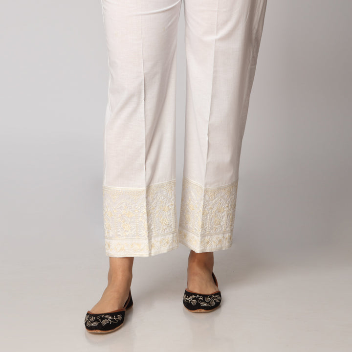 White Cambric Straight Fit Trouser PS3535