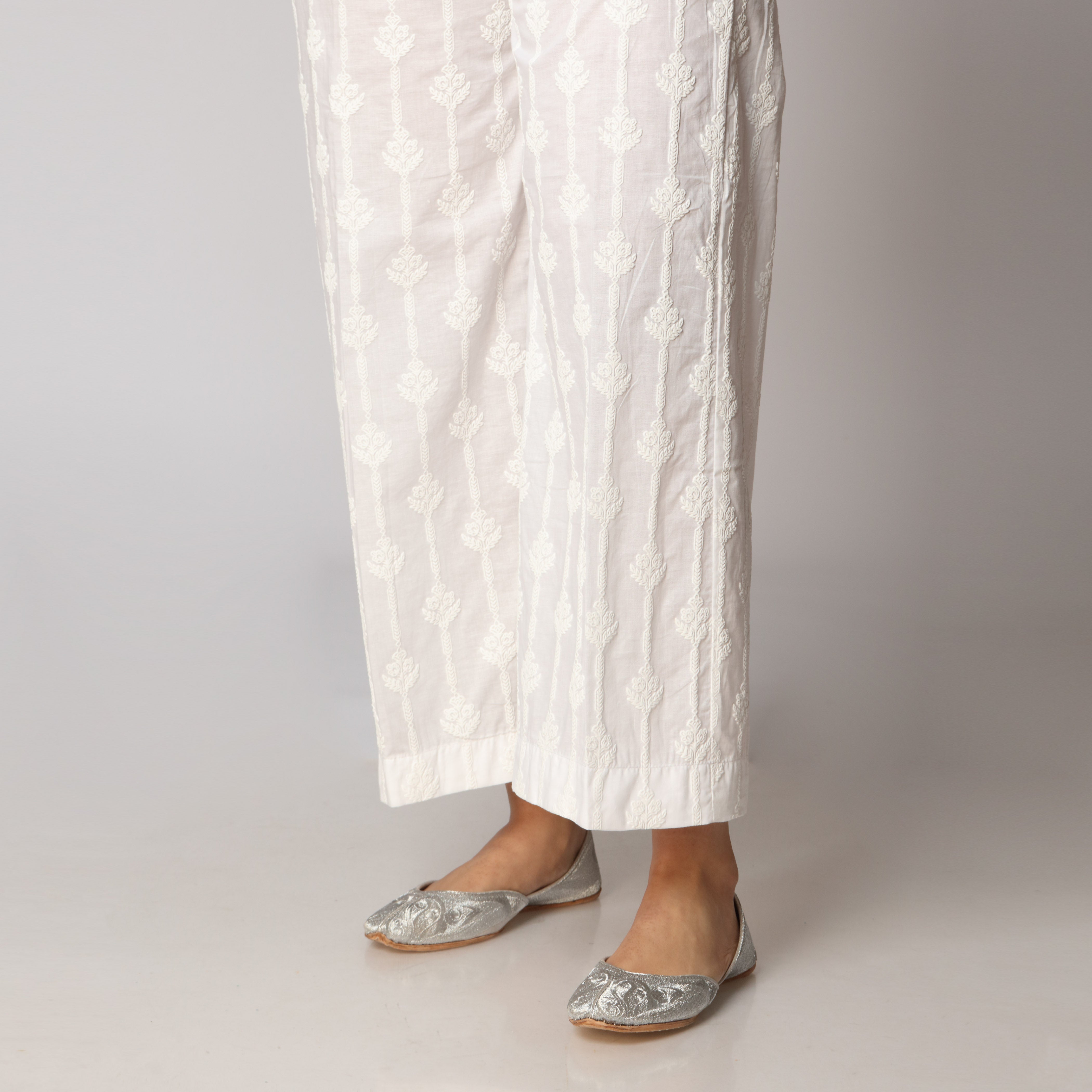 White Cambric Printed Trouser PS3538
