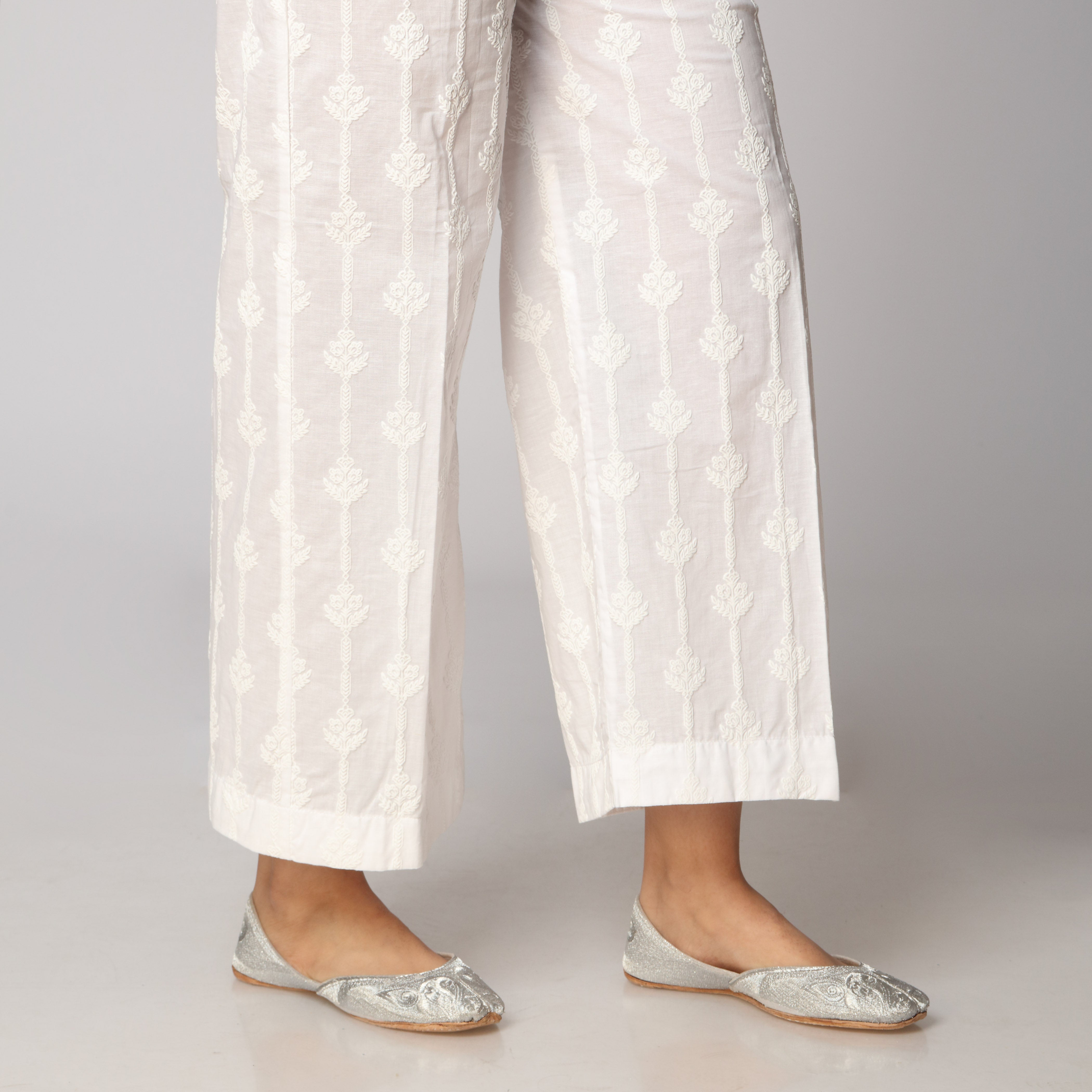 White Cambric Printed Trouser PS3538