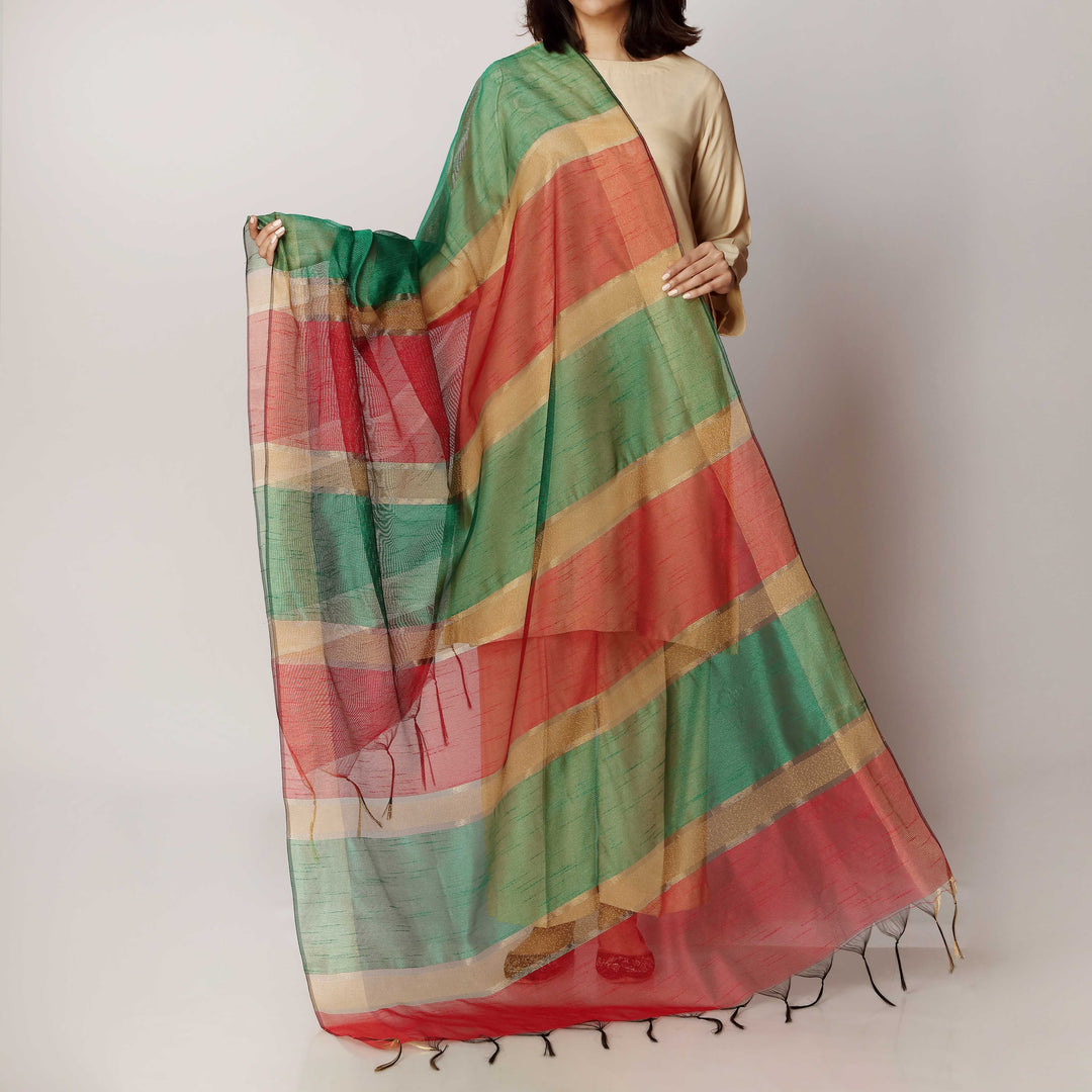 Green Khaddi Net Dupatta PS3708