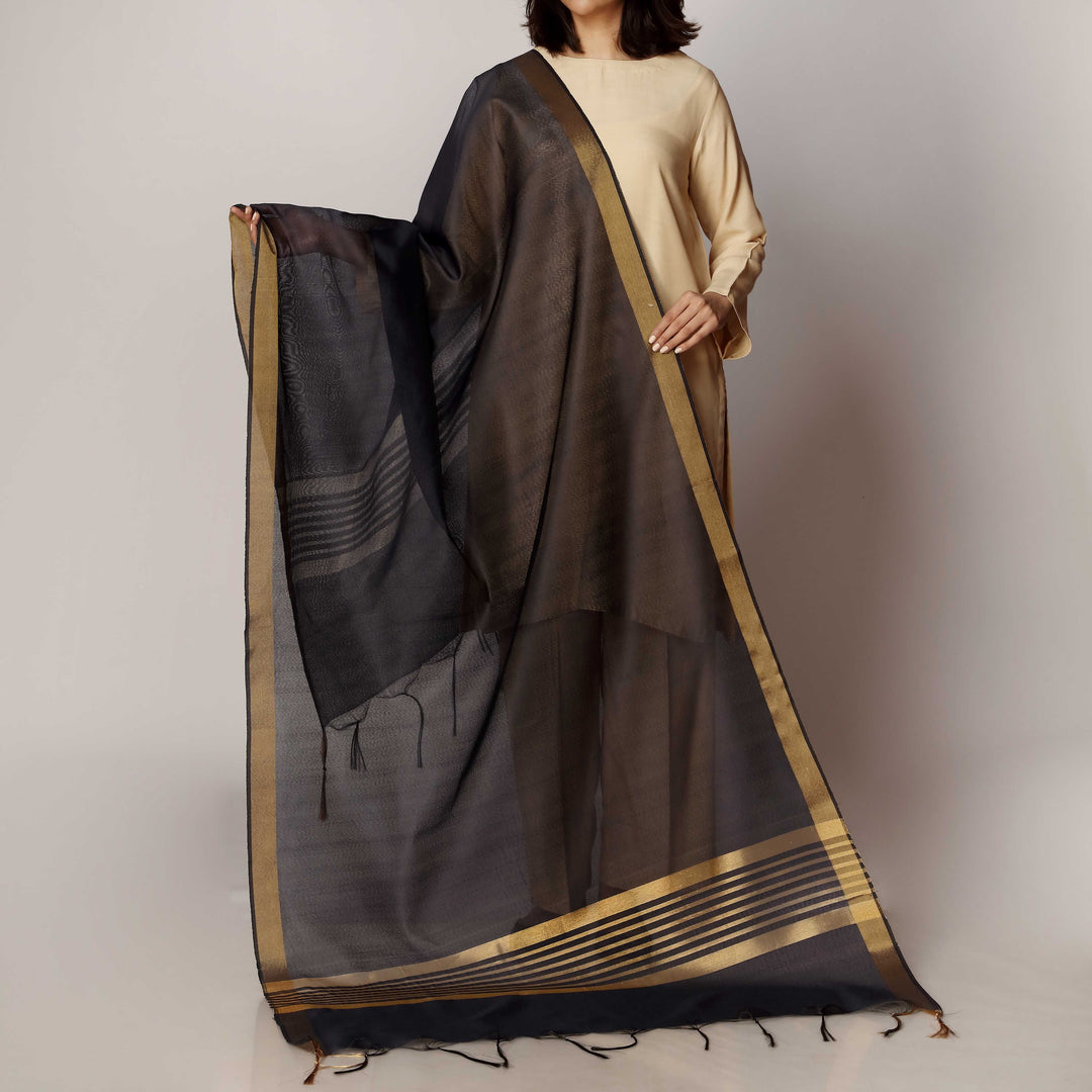 Navy Khaddi Net Dupatta PS3708