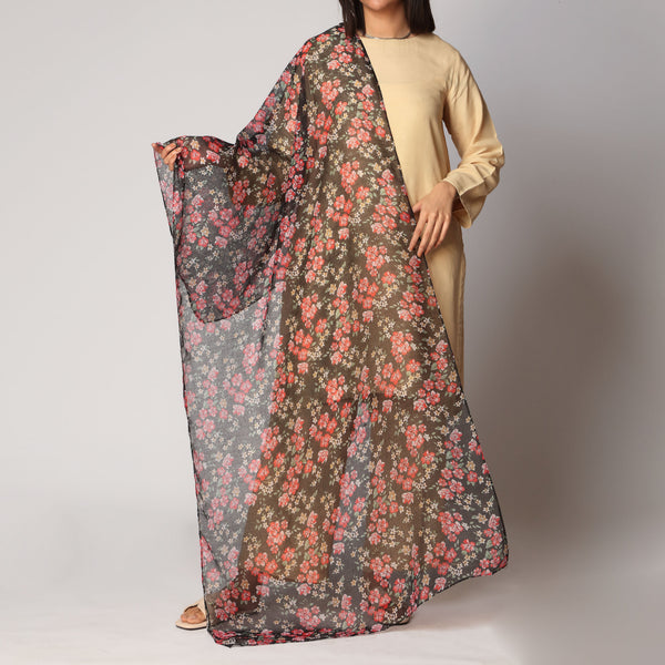 Black Digital Printed Stole PS3751