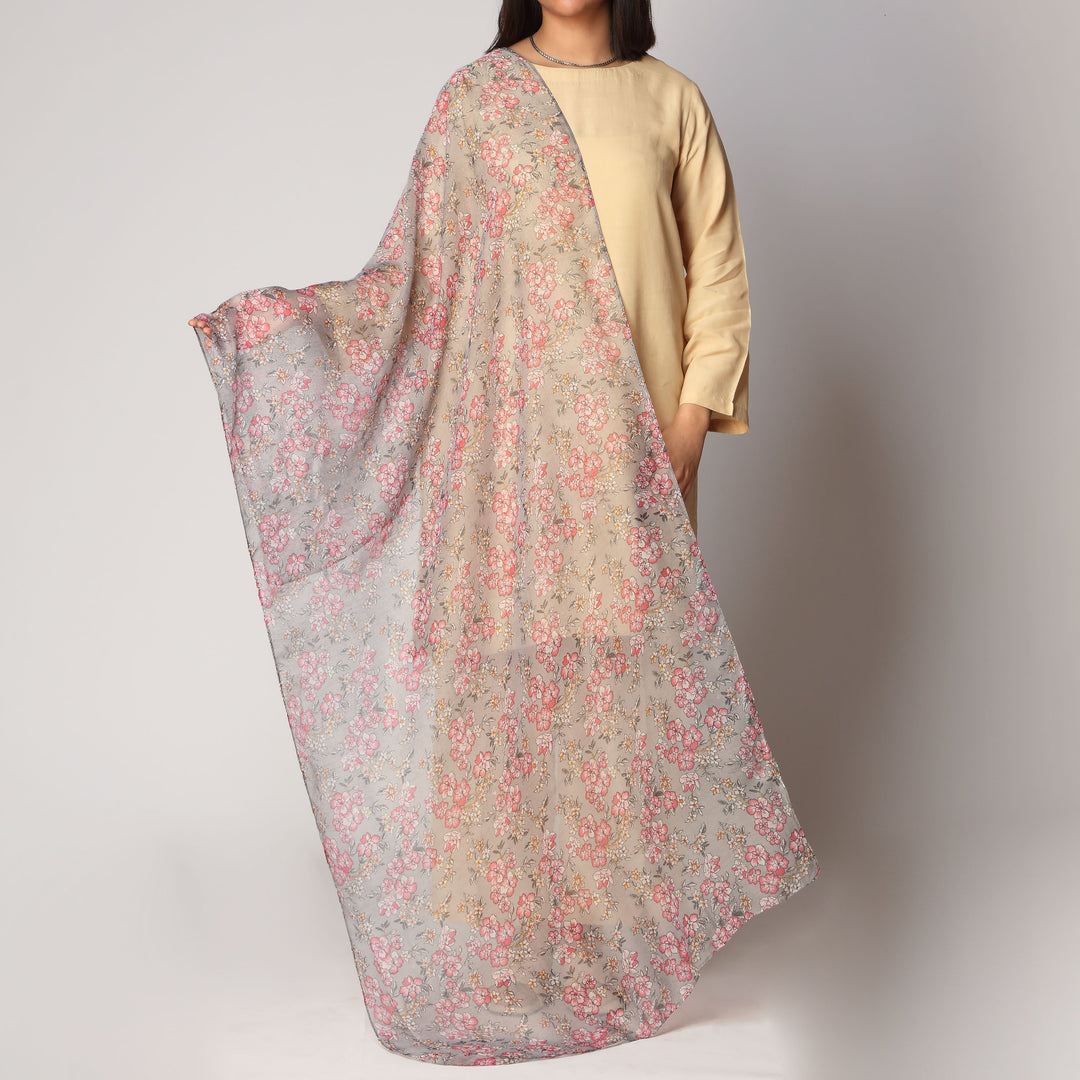 Grey Digital Printed Stole PS3751