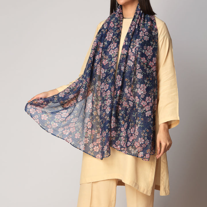 Blue Digital Printed Stole PS3751
