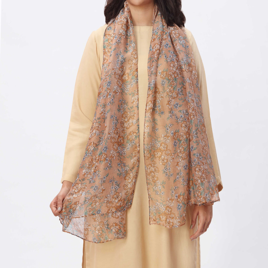 Beige Digital Print Stole PS3751