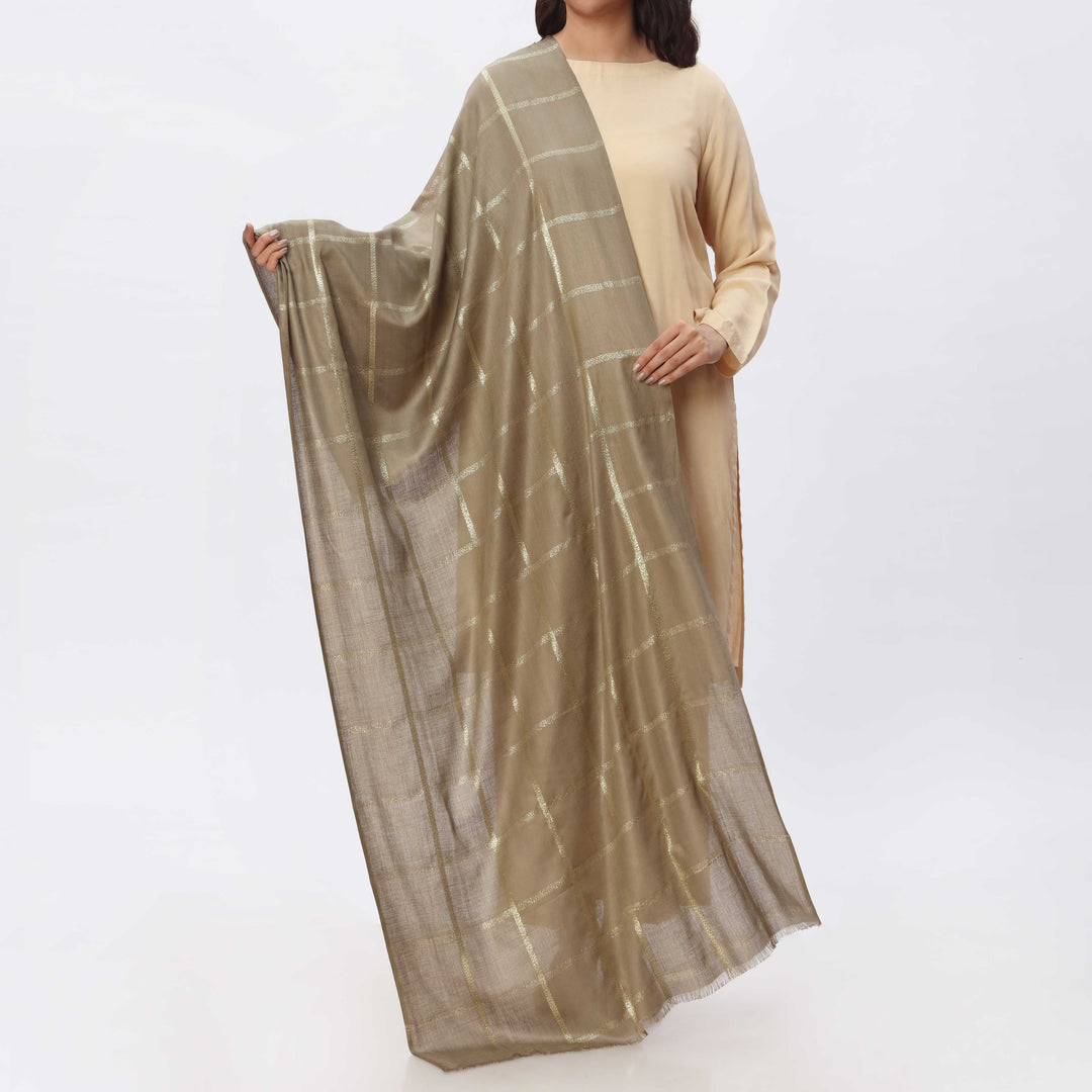 Green Zari Check Stole PS3755