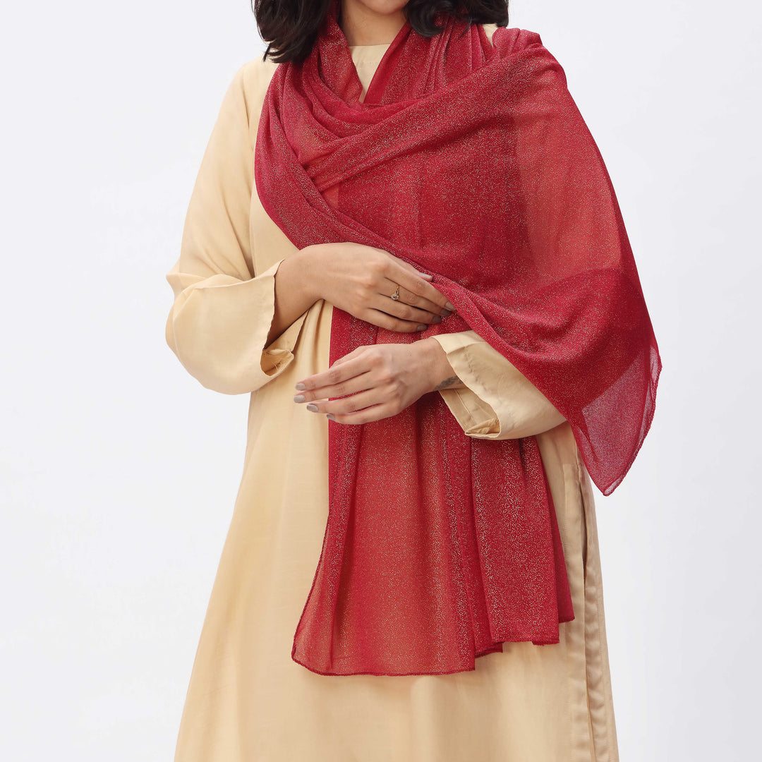 Maroon Golden Foil Printed Stole PS3765