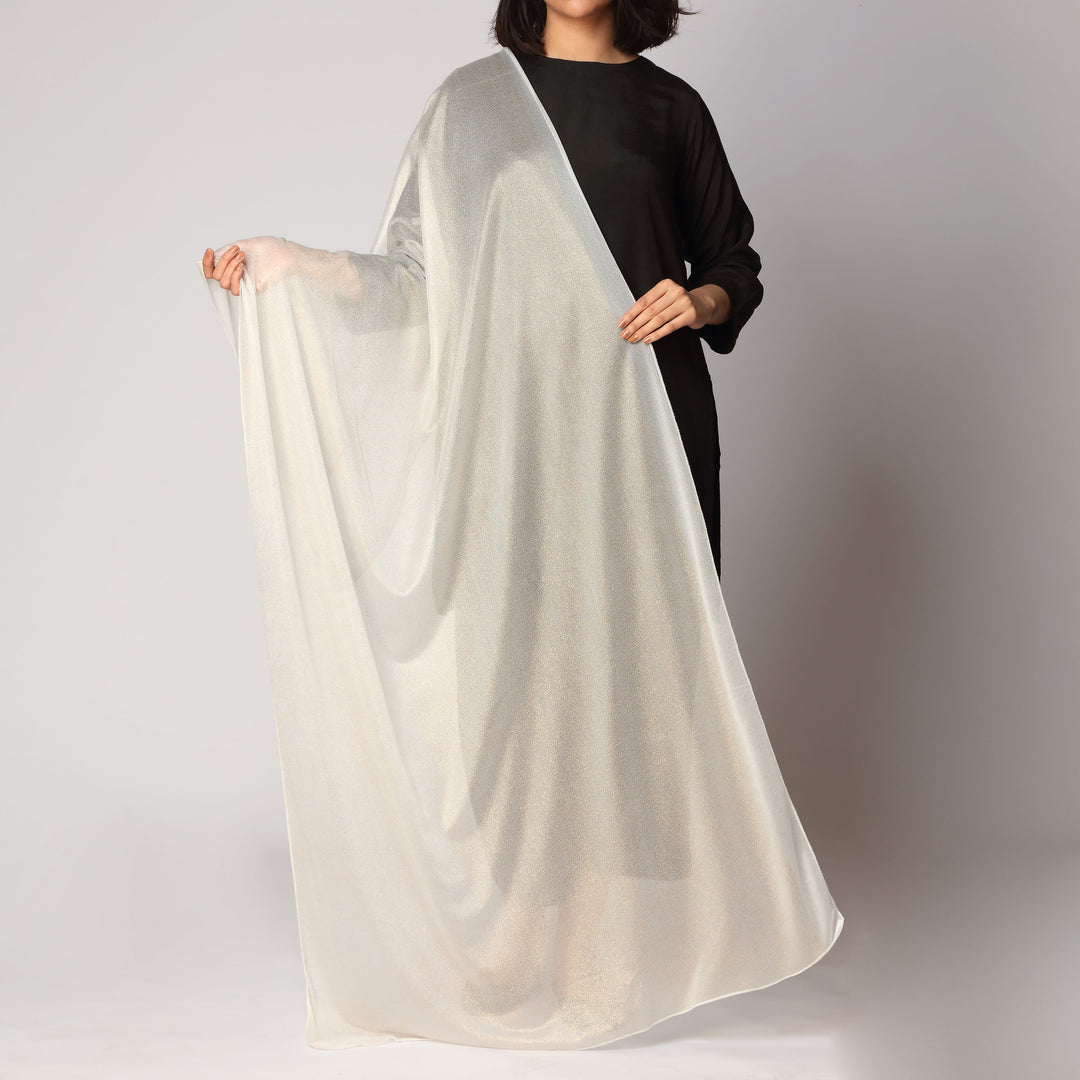 White Golden Foil Printed Stole PS3765