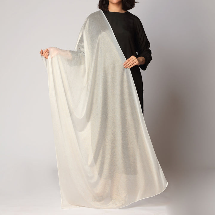 White Golden Foil Printed Stole PS3765