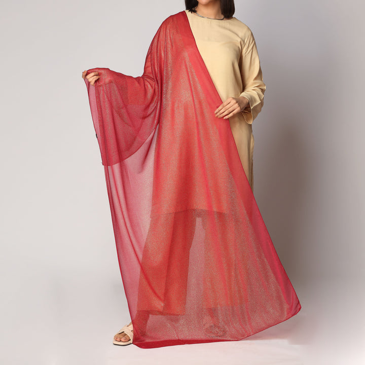 Red Golden Foil Printed Stole PS3765