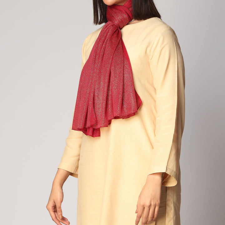 Red Golden Foil Printed Stole PS3765