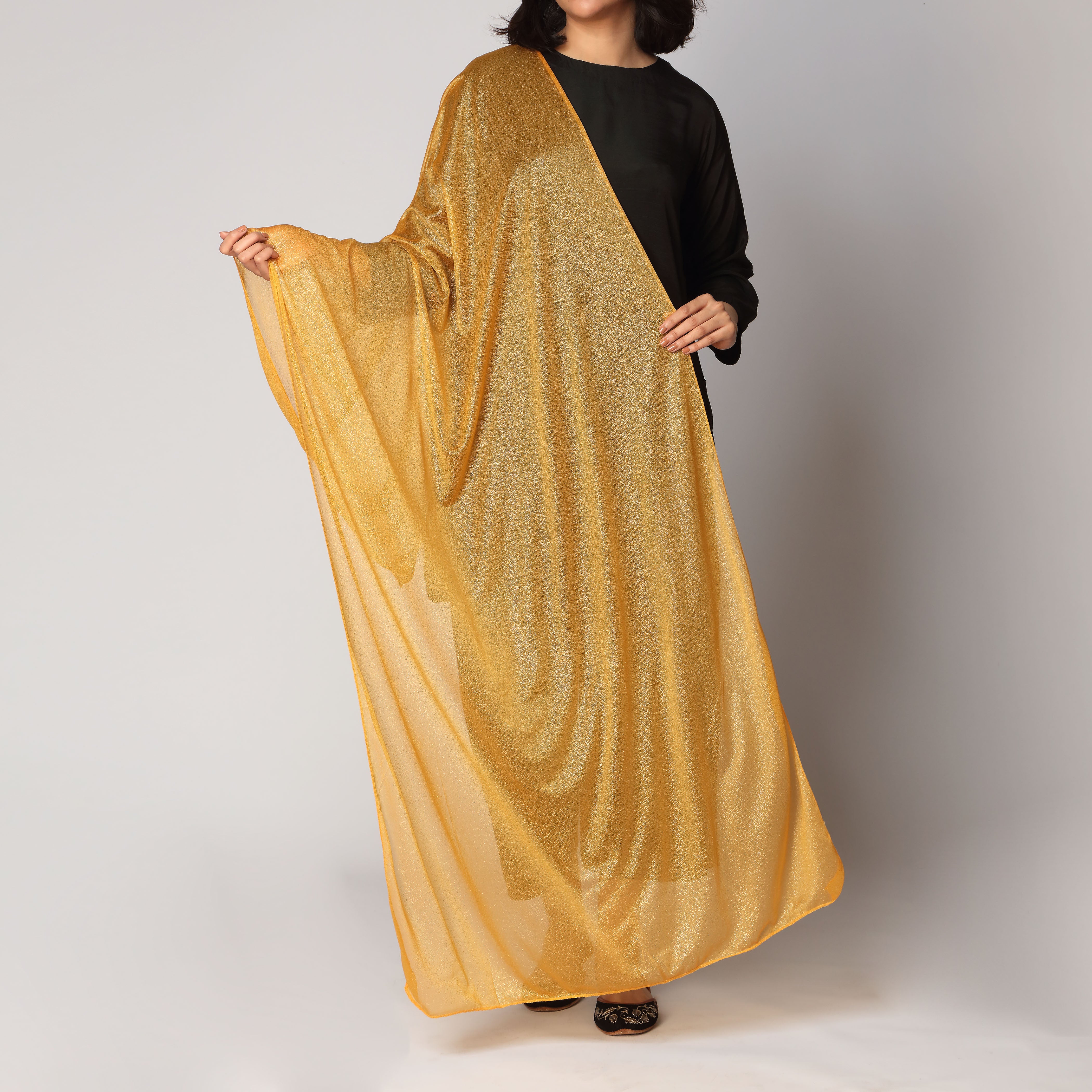 Yellow Golden Foil Printed Stole PS3765