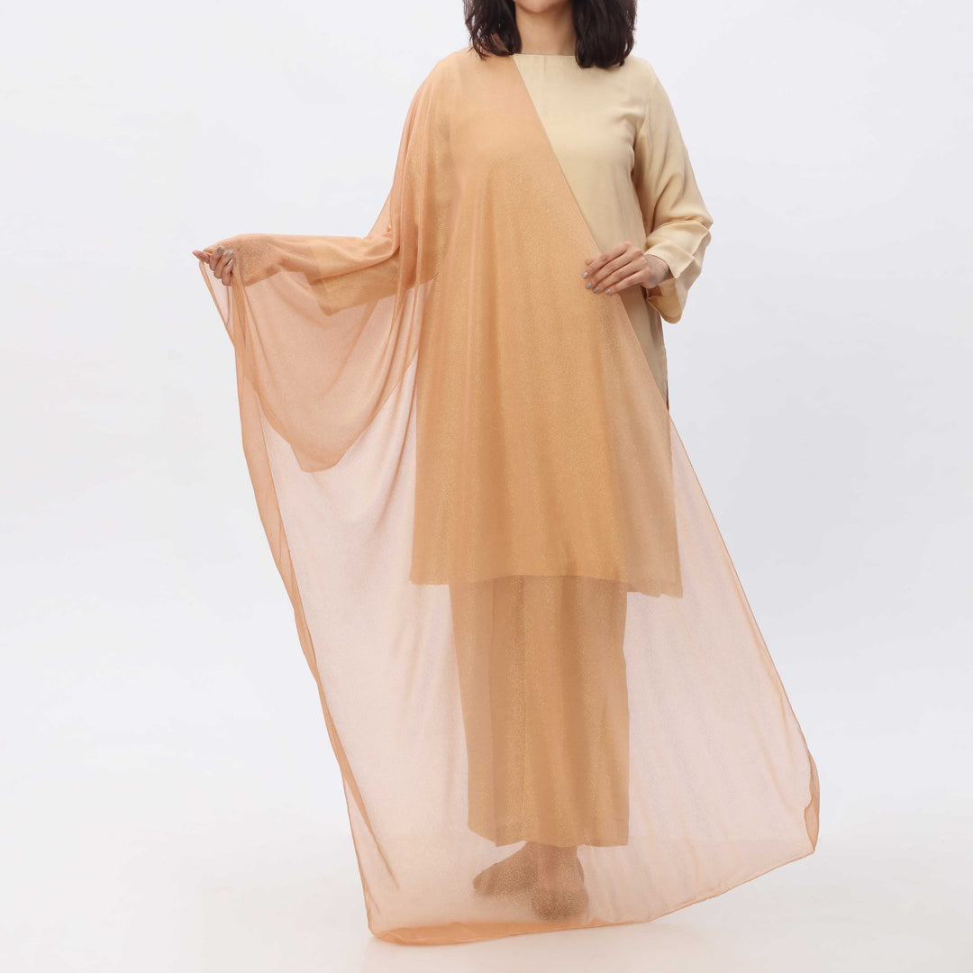 Khaki Golden Foil Printed Stole PS3765