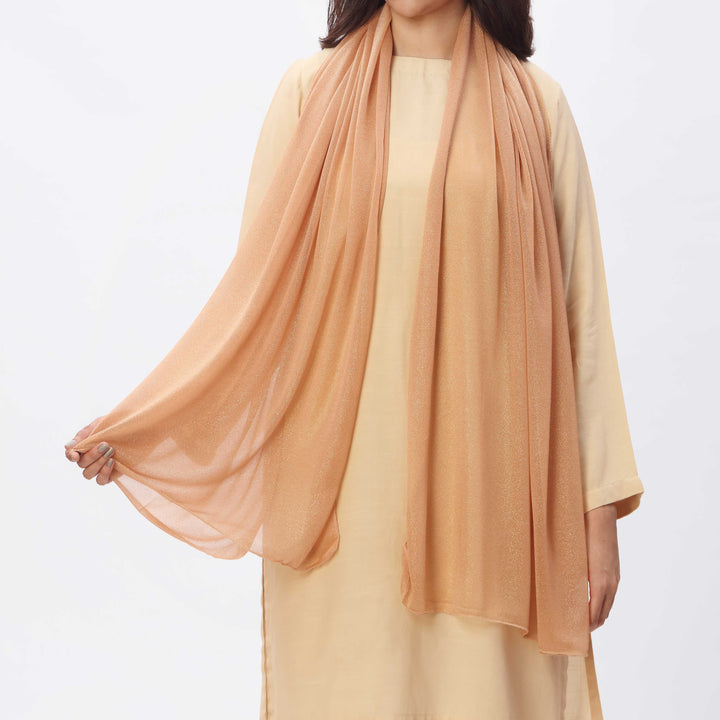 Khaki Golden Foil Printed Stole PS3765