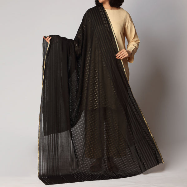 Black Tarkashi Broshia Lawn Dupatta PS3776