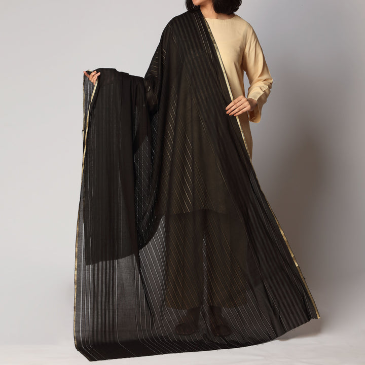Black Tarkashi Broshia Lawn Dupatta PS3776