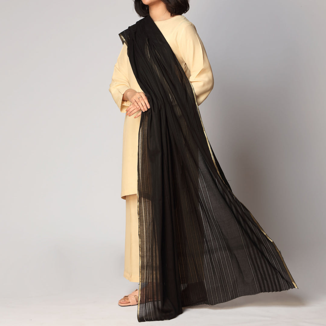 Black Tarkashi Broshia Lawn Dupatta PS3776