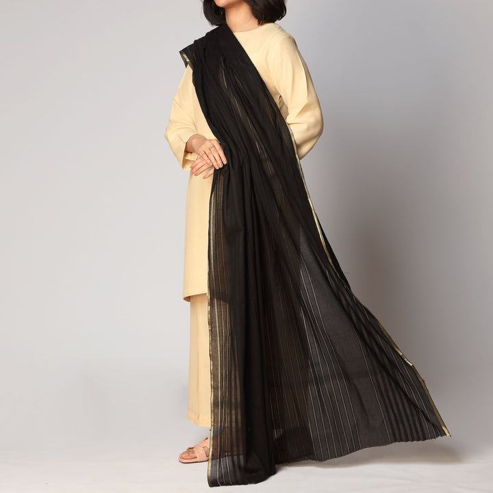 Black Tarkashi Broshia Lawn Dupatta PS3776