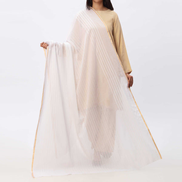 White Tarkashi Broshia Lawn Dupatta PS3776